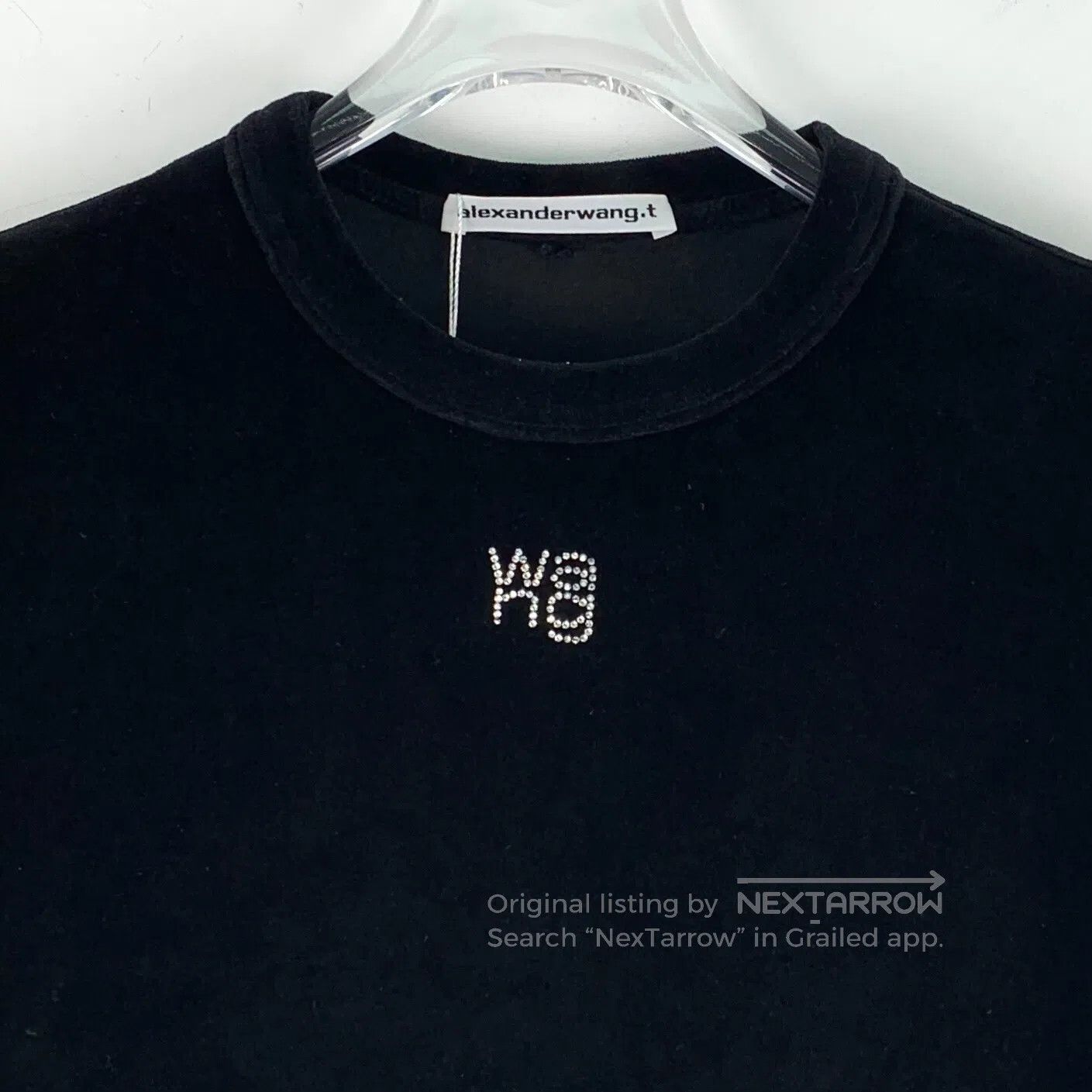 Alexander Wang Alexander Wang Black Logo Letter Diamond Encrusted Cotton Size US XS / EU 42 / 0 - 4 Thumbnail