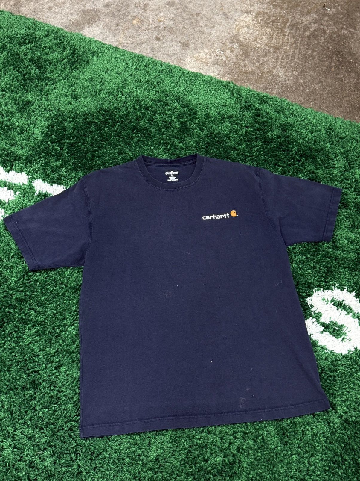 Carhartt Vintage Retro Carhartt Logo Tee Navy Large 90s Y2K Size US L / EU 52-54 / 3 - 1 Thumbnail