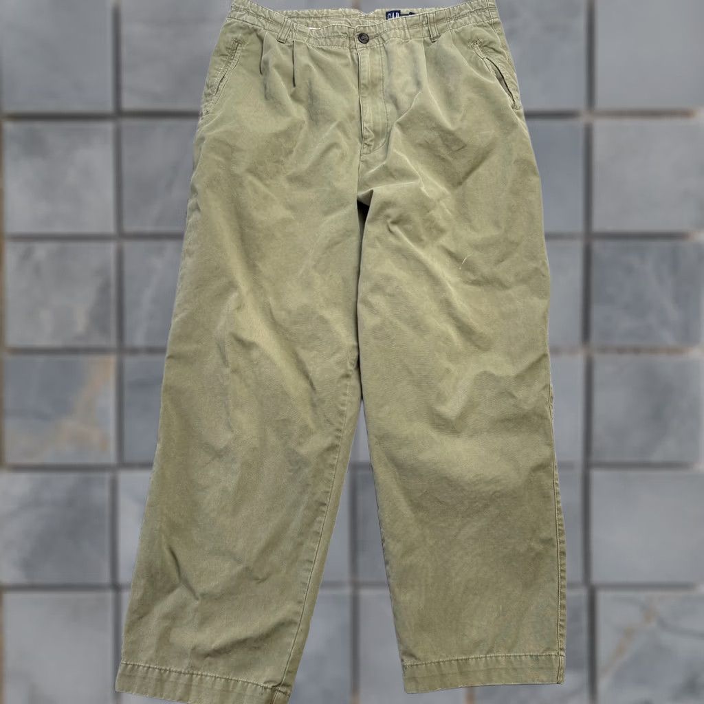 Gap VINTAGE GAP Pants Mens 36x30 (34x29) Green Khaki Pleated Field Trousers Military 90s Size US 36 / EU 52 - 1 Thumbnail