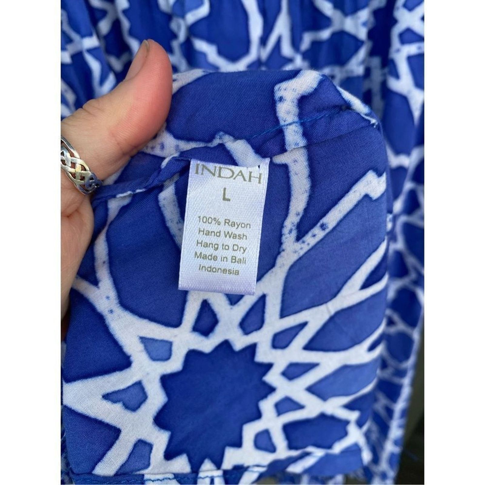 Anthropologie Indah Rinjani Draped Sun Dress BLUE Size Large, MSRP $132 Size L / US 10 / IT 46 - 5 Thumbnail
