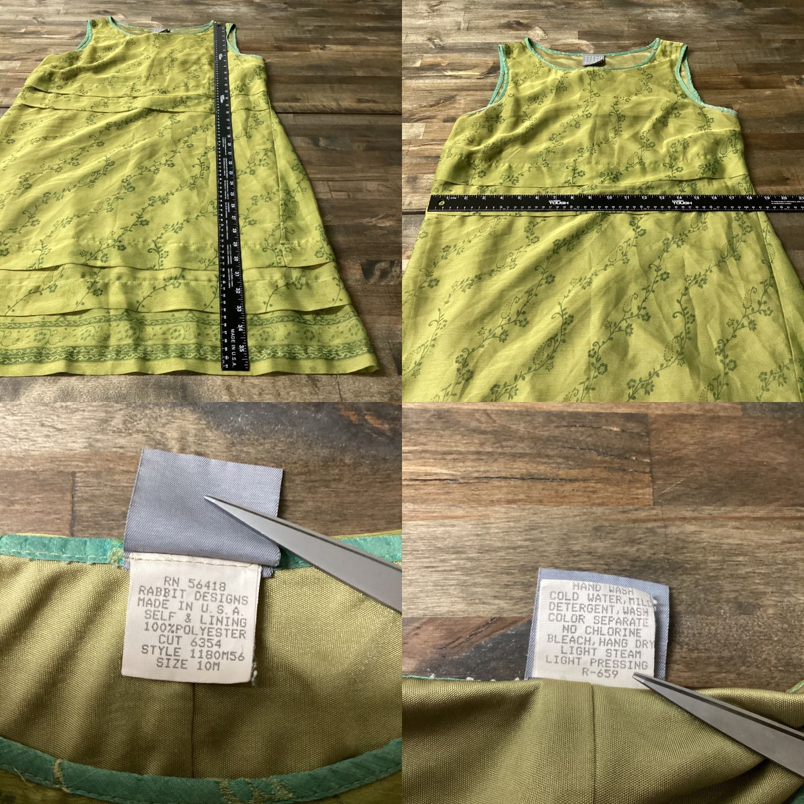 Vintage VINTAGE Rabbit Rabbit Rabbit Designs Dress Sleeveless Green Floral Tiered 10 M Woman Size L / US 10 / IT 46 - 8 Thumbnail