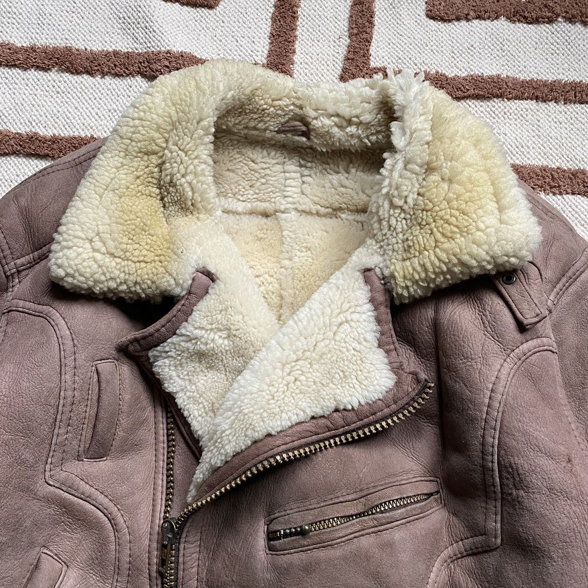 Leather RARE ISLAND REPUBLIC 90s HEAVY LEATHER SHERPA AVIATOR JACKET Size US L / EU 52-54 / 3 - 4 Thumbnail