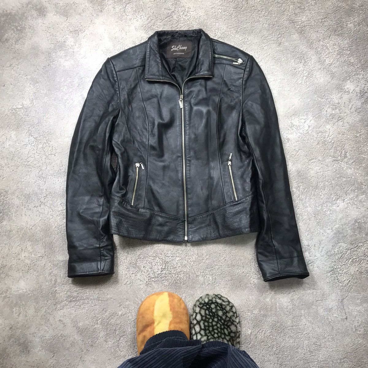 Genuine Leather Vintage 90s Black Biker Leather Jacket Grunge Streetwear M Size M / US 6-8 / IT 42-44 - 1 Thumbnail