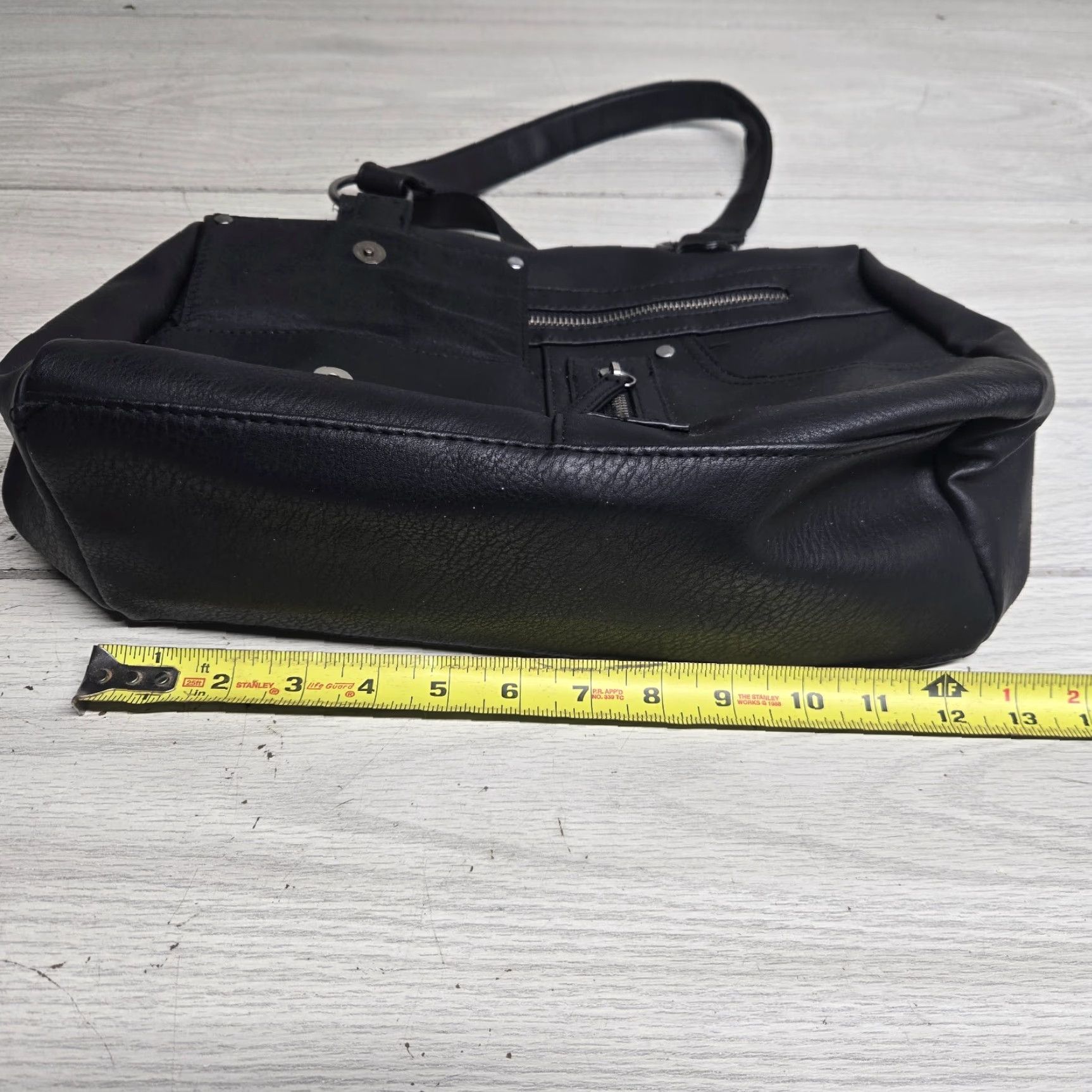 Vintage VINTAGE Cato Black Faux Leather Large Tote Shoulder Bag Purse with Tassel, Women Size ONE SIZE - 5 Thumbnail