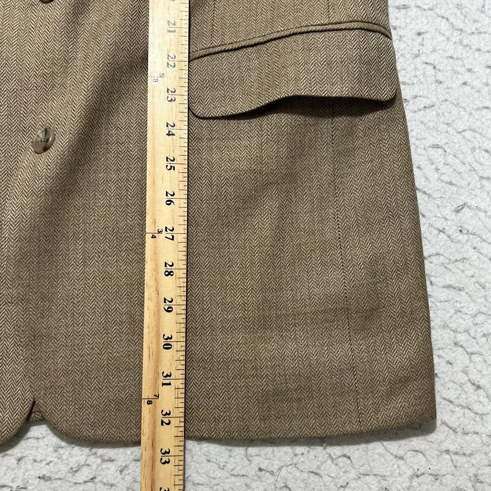 Stafford Stafford Wool Herringbone Beige Career Suit Jacket Coat 42L Size 42L - 11 Thumbnail