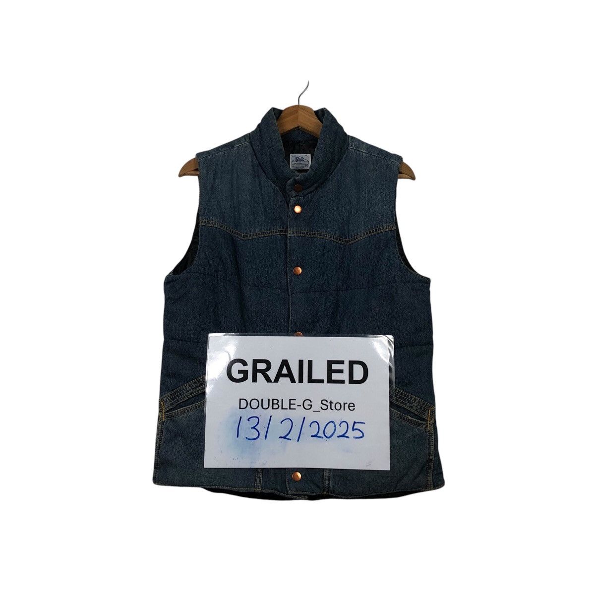 Japanese Brand Classic USA-Made Work Vest — Sanforized Denim Copper Buttons Size US M / EU 48-50 / 2 - 1 Thumbnail