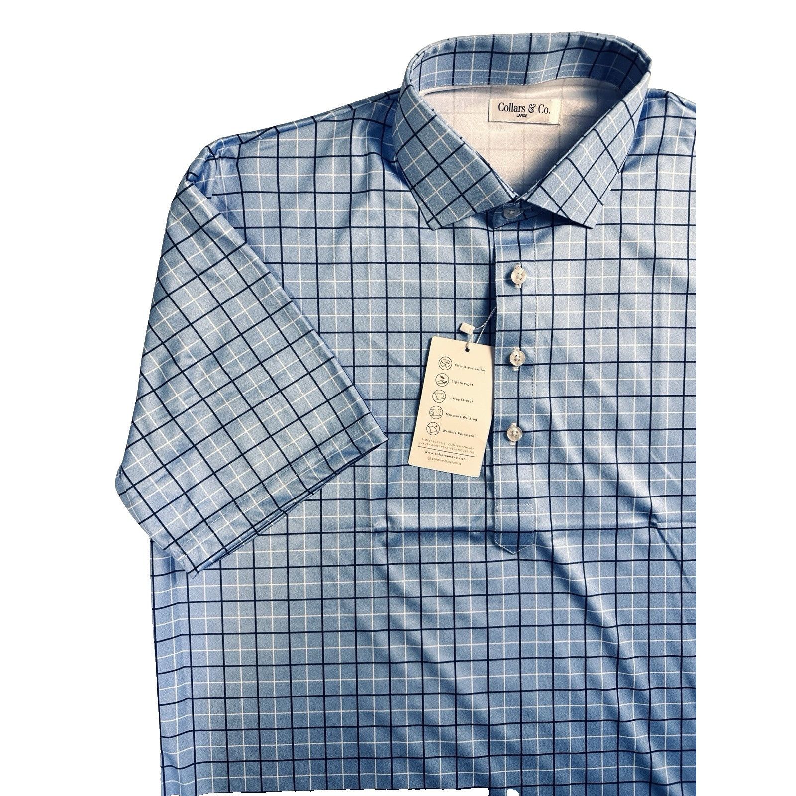Other Collars & Co. Semi-Spread Collar Polo Shirt Blue Sz L Golf Size US L / EU 52-54 / 3 - 3 Thumbnail