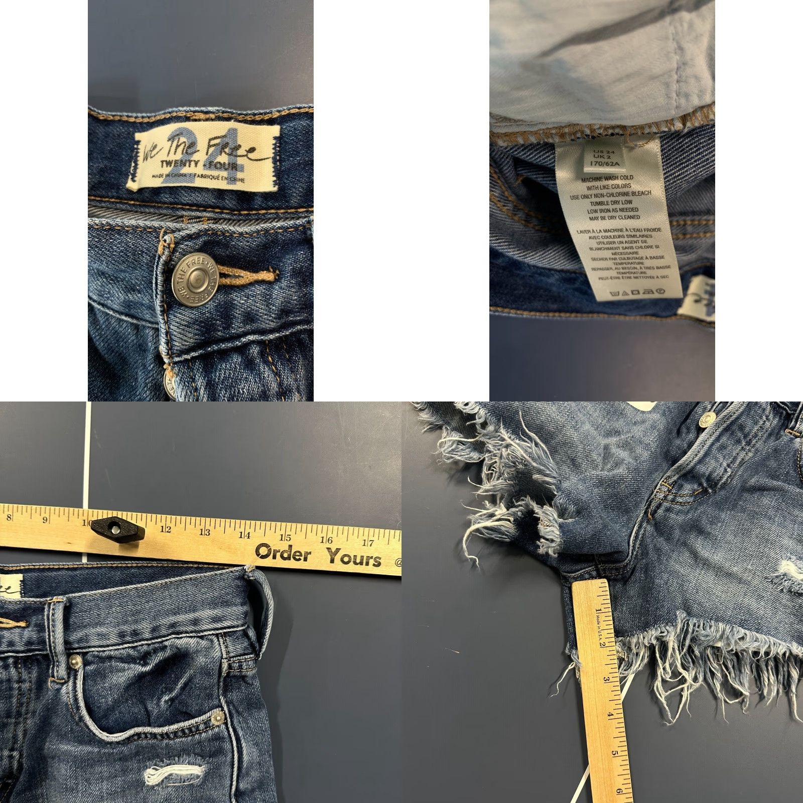Vintage We The Free Blue Medium Wash Flat Front Denim Cut Off Jean Women Size 24 27x2 XS? Size 27" / US 4 / IT 40 - 8 Thumbnail