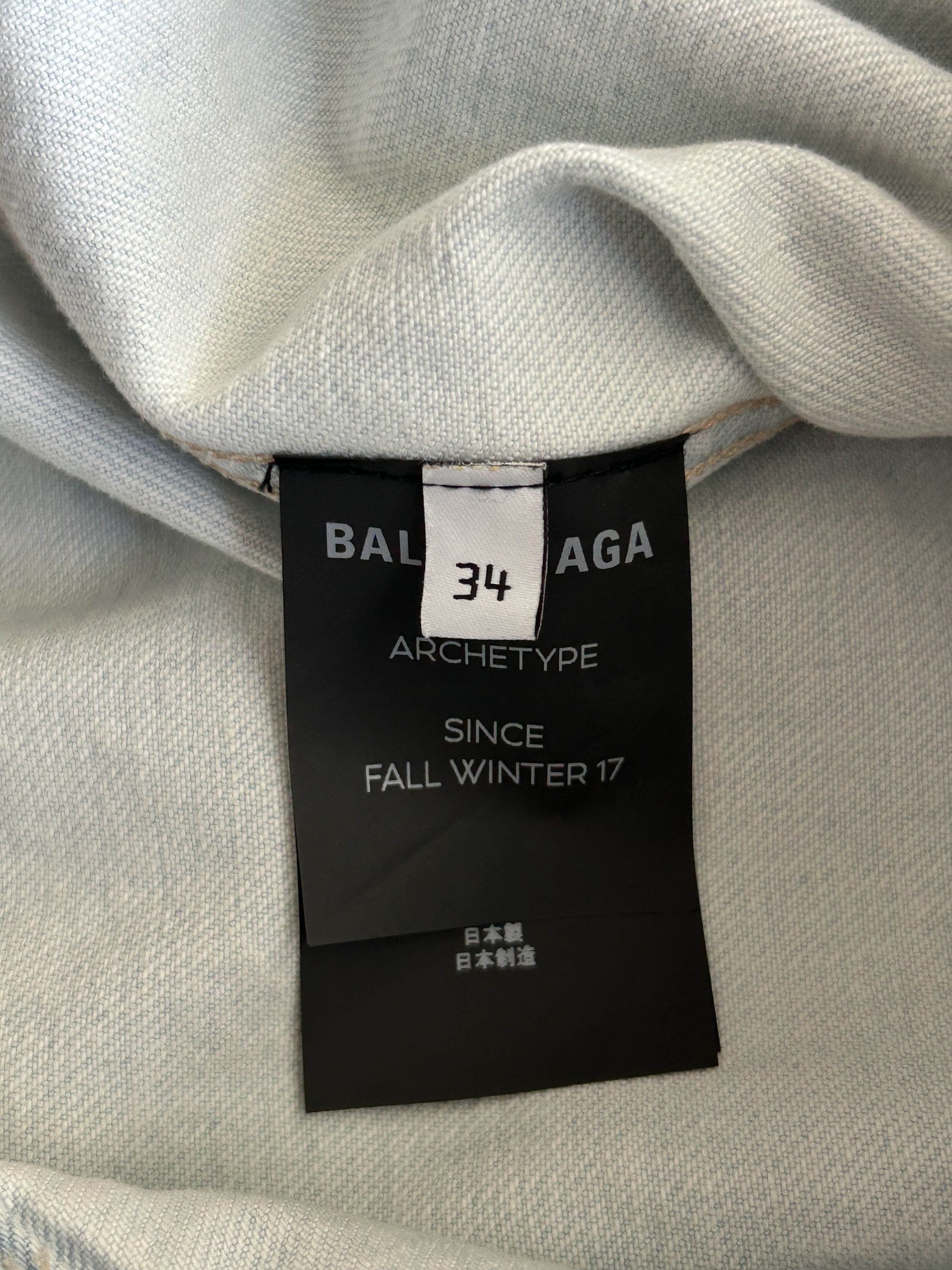 Balenciaga Balenciaga Blue Embossed Logo Women's Denim Jacket Size L / US 10 / IT 46 - 4 Thumbnail