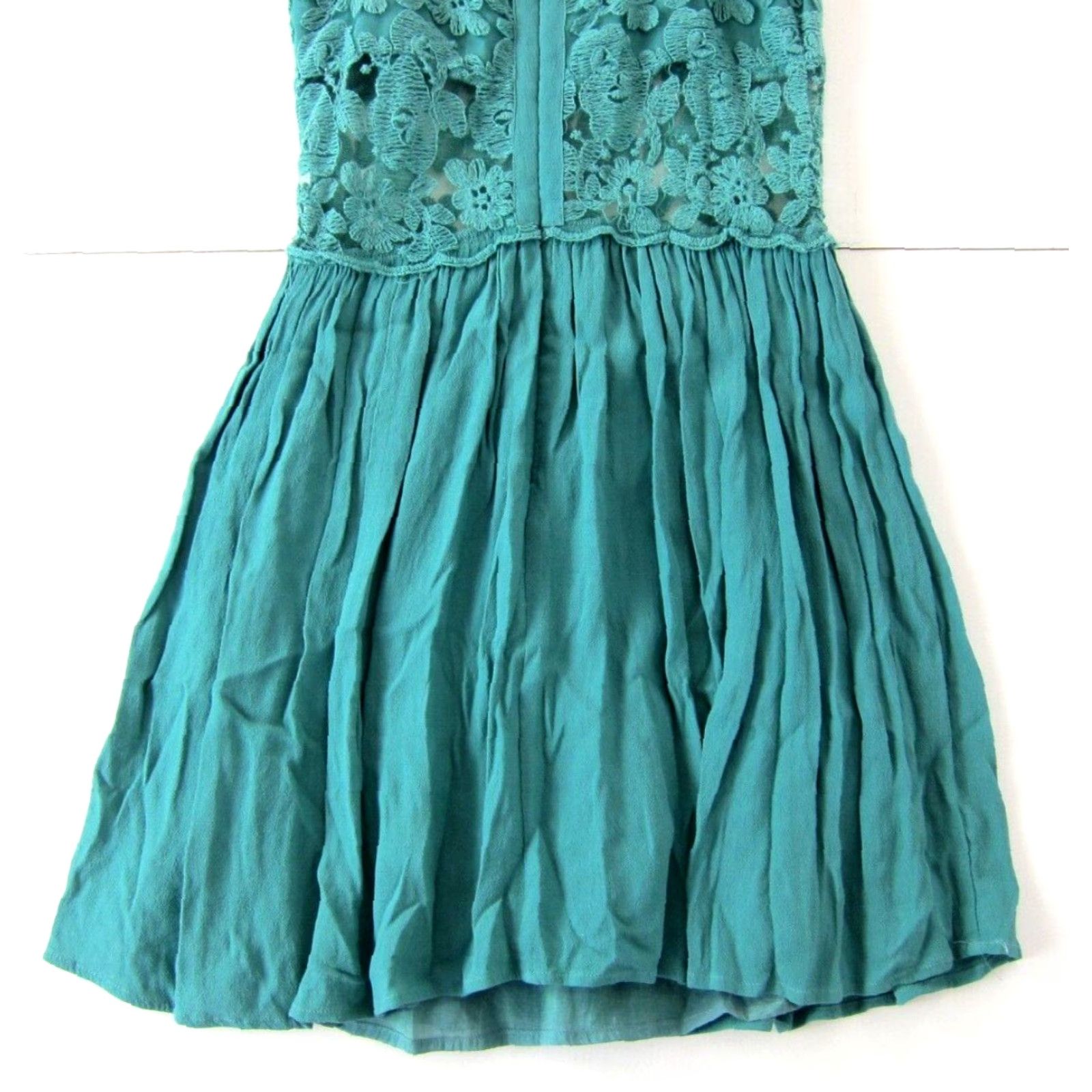 Anthropologie Alythea Green Lace Embroidered Spaghetti Strap Slip Tank Sun Dress S Size S / US 4 / IT 40 - 7 Thumbnail