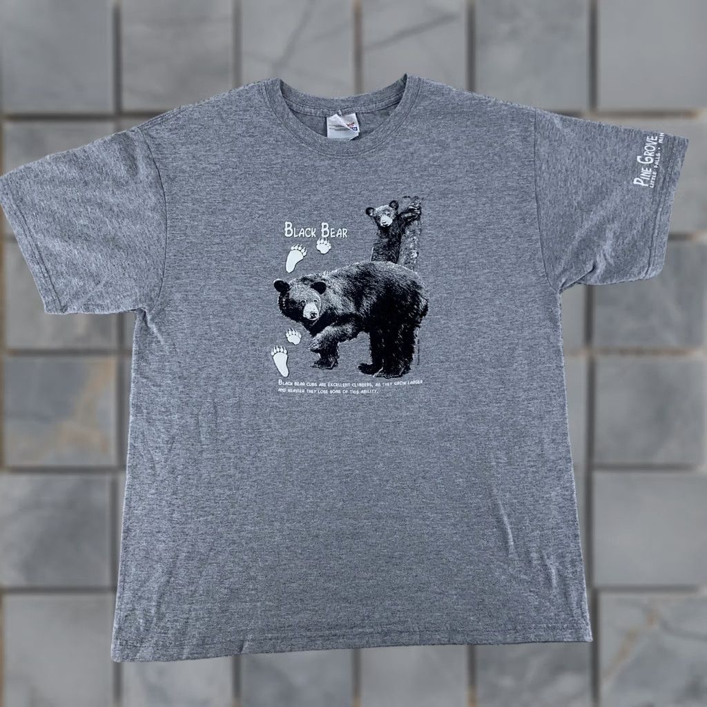 Hanes VINTAGE Black Bear Shirt Mens M Gray Cotton Blend 90s Nature Wildlife Graphic Yogi Bear Crew Neck Short Sleeve Hanes Size US M / EU 48-50 / 2 - 1 Thumbnail