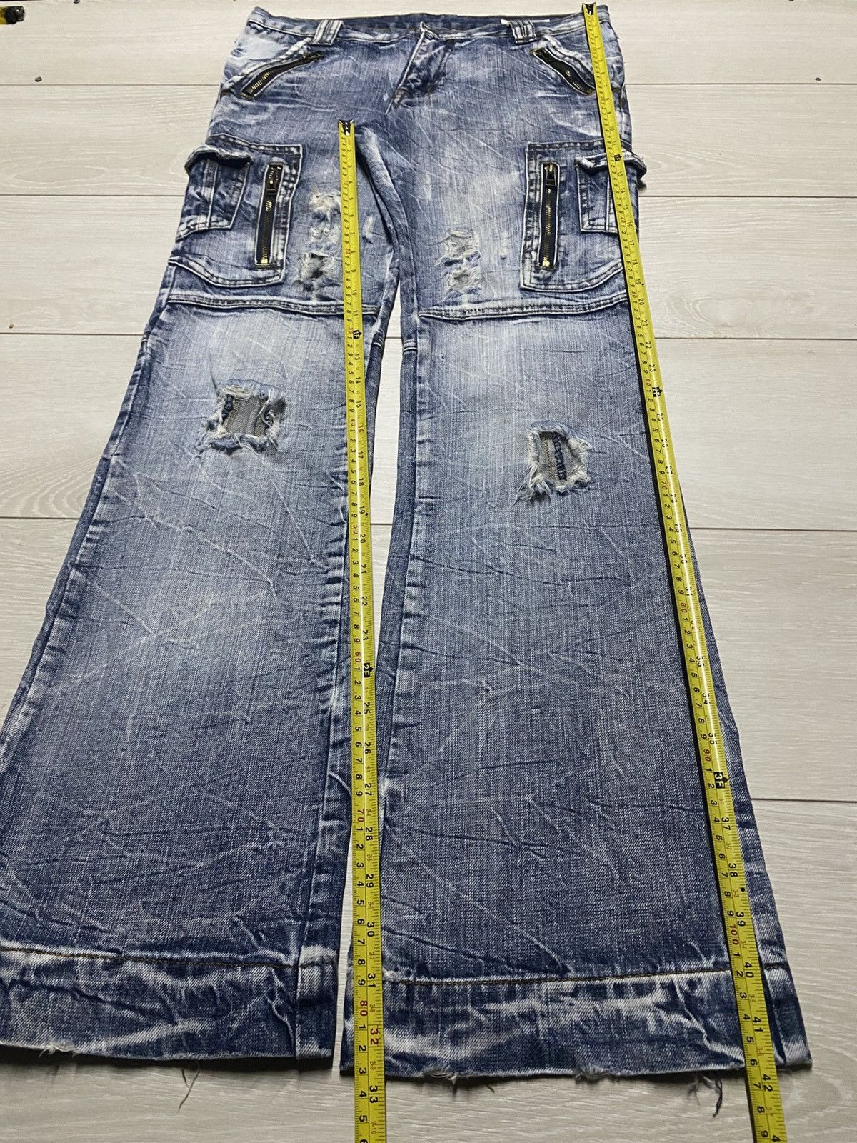 semanticdesign SemanticDesign Tactical Distressed Multipocket Flare Jeans Size US 32 / EU 48 - 17 Thumbnail