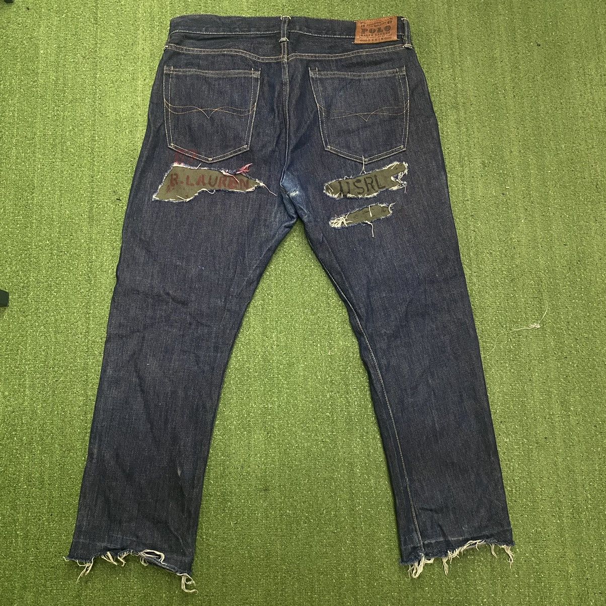 Polo Ralph Lauren W34-36 Polo Ralph Lauren Distressed Denim Jeans Army Ripped Size US 34 / EU 50 - 2 Thumbnail