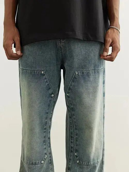 Designer × Vintage fade distressed double knee carpenter pants Size US 28 / EU 44 - 3 Thumbnail