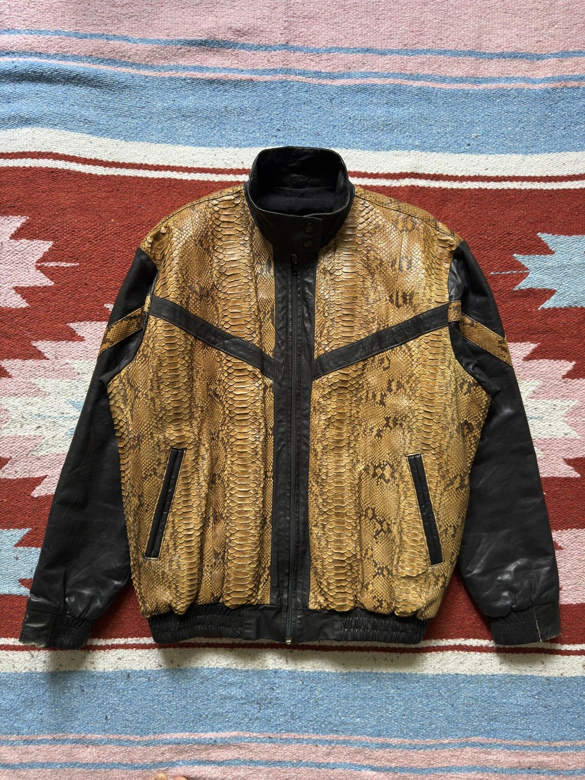 Vintage Vintage 1980s Python Skin Leather Jacket Size US L / EU 52-54 / 3 - 1 Thumbnail