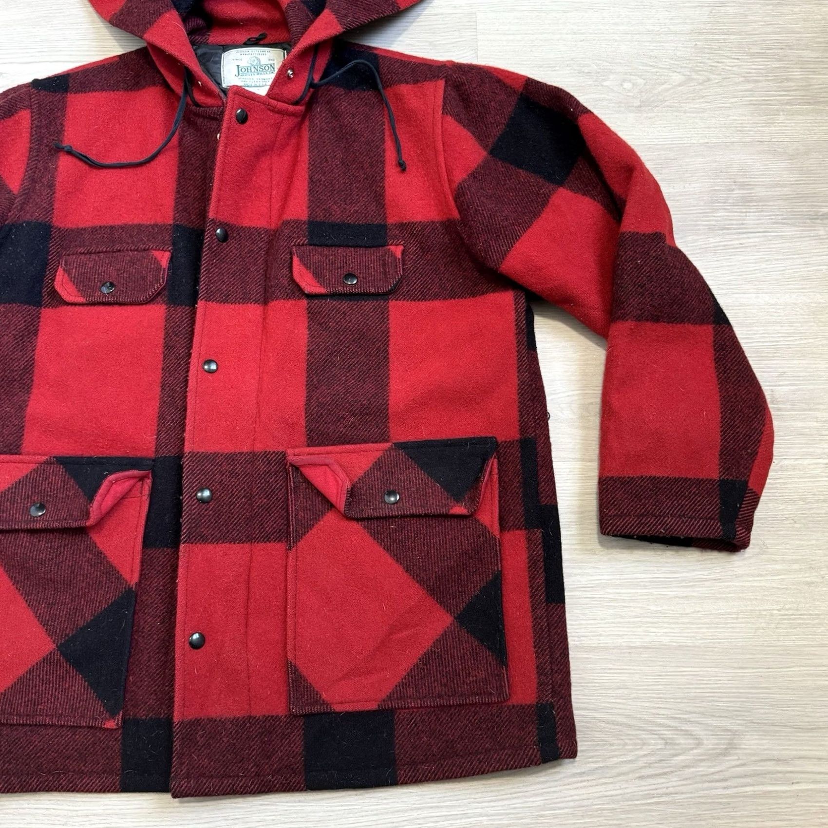 Johnson Woolen Mills VINTAGE Johnson Woolen Mills Buffalo Plaid Hooded Wool Hunting Jacket 44 Mens Jacket Size US S / EU 44-46 / 1 - 3 Thumbnail