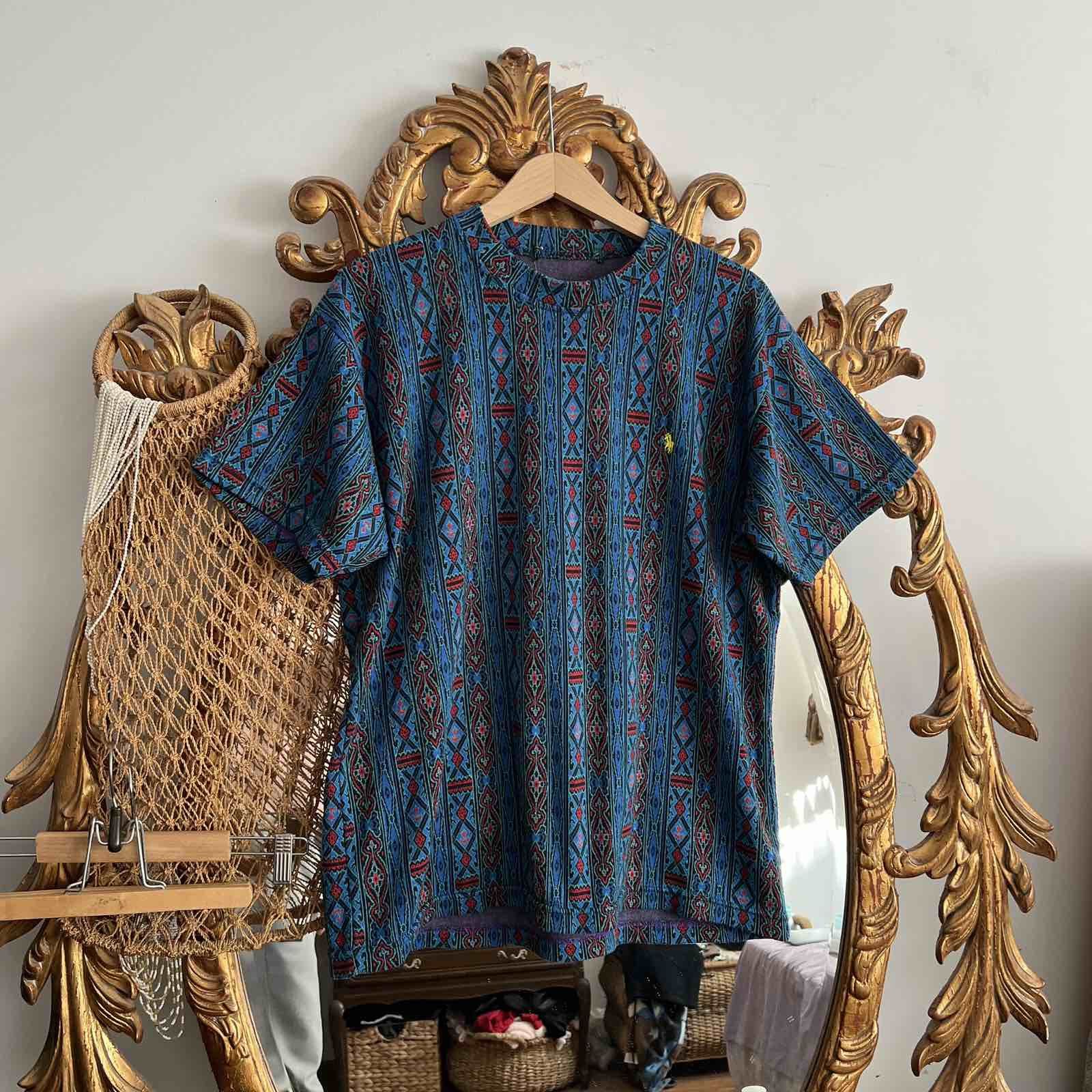 Polo Ralph Lauren VTG Stripe Polo Ralph Lauren Round Nwcklace Tee Size US L / EU 52-54 / 3 - 1 Thumbnail