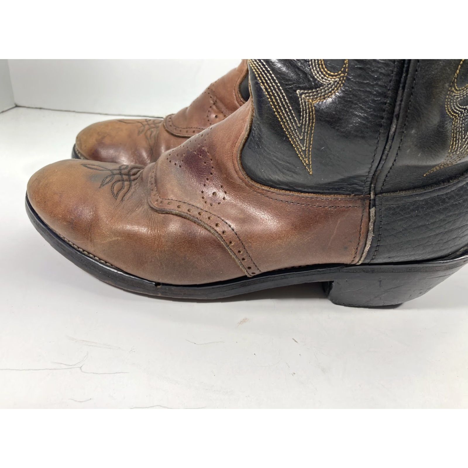 Durango Durango Buckaroo Boots Men Size 11 D Two Tone Leather Western Style SW6405 14 In Brown Cowboy Western Leather Boots Mens Size US 11 / EU 44 - 5 Thumbnail