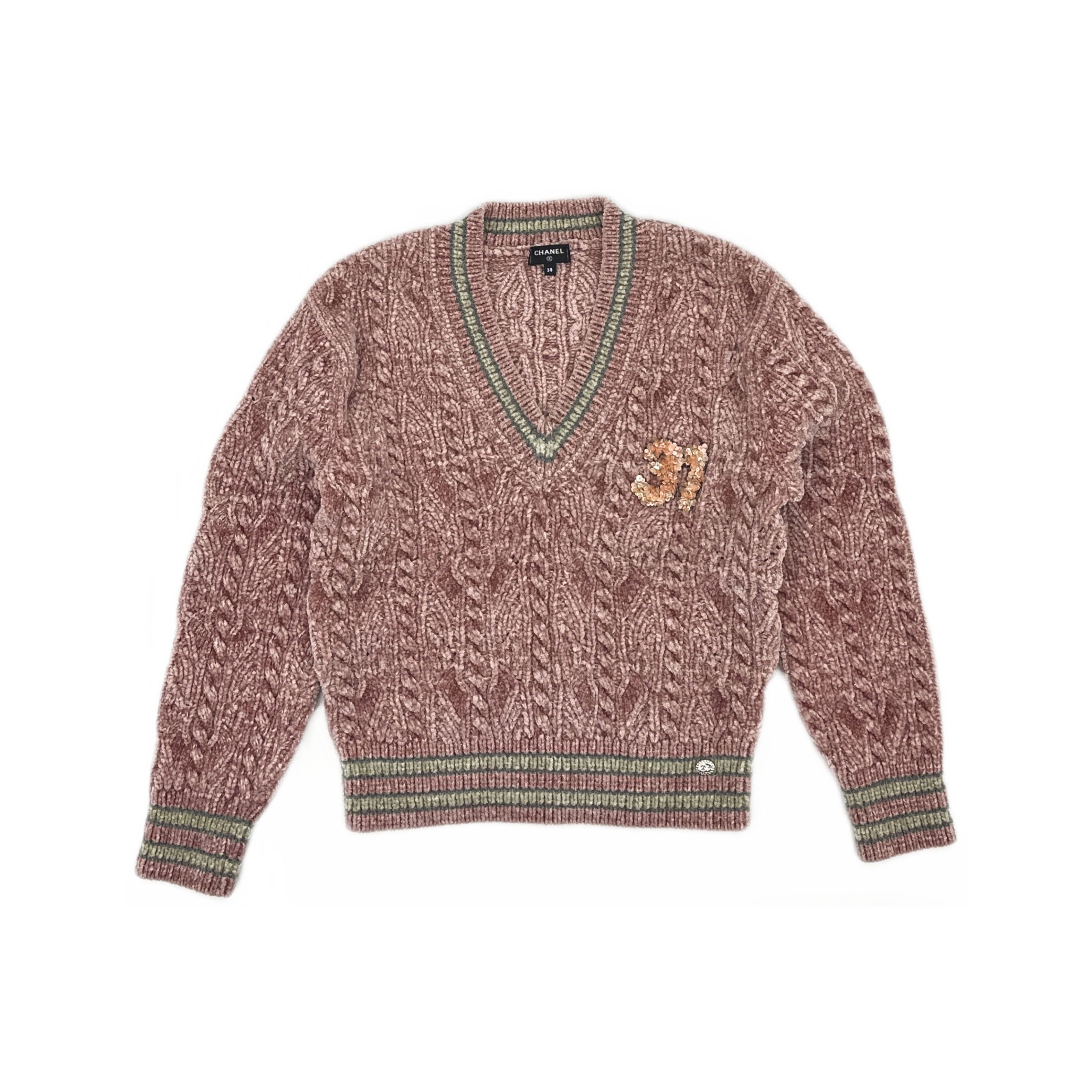 Chanel Chanel Pink Cable Knit 31 Emblem Sweater Size 38 Size S / US 4 / IT 40 - 1 Thumbnail