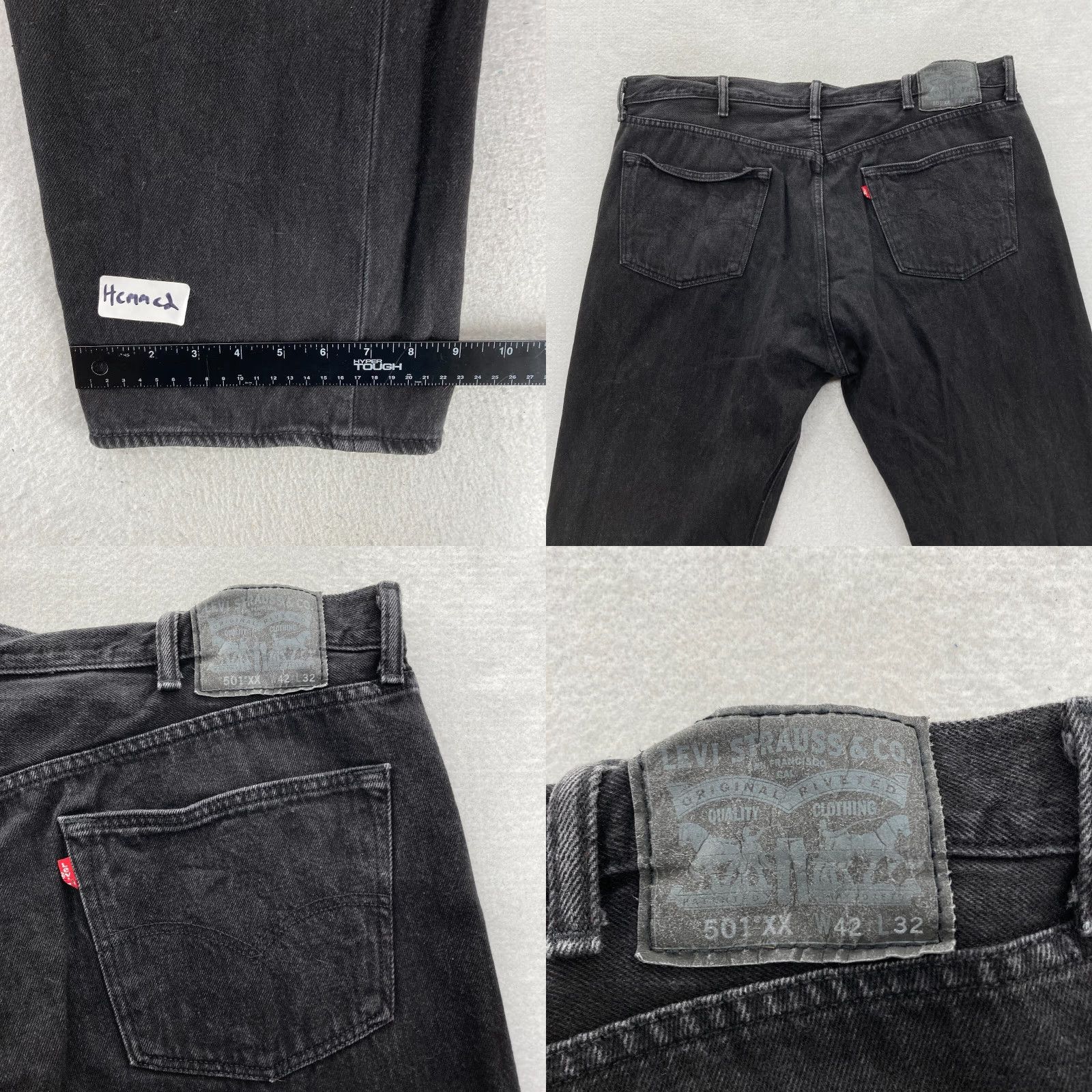 Levi's Levi's 501 XX Jeans Mens 42x30 Straight Black Denim Button Fly Mid Rise Grunge Size US 42 / EU 58 - 9 Thumbnail