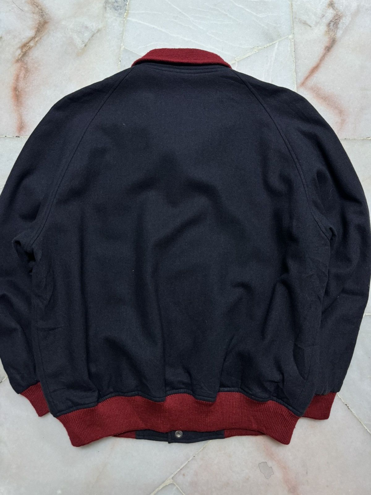 Japanese Brand VINTAGE 1990s CROCODILE NAVY BLUE VARSITY WOOL JACKET Size US L / EU 52-54 / 3 - 16 Thumbnail