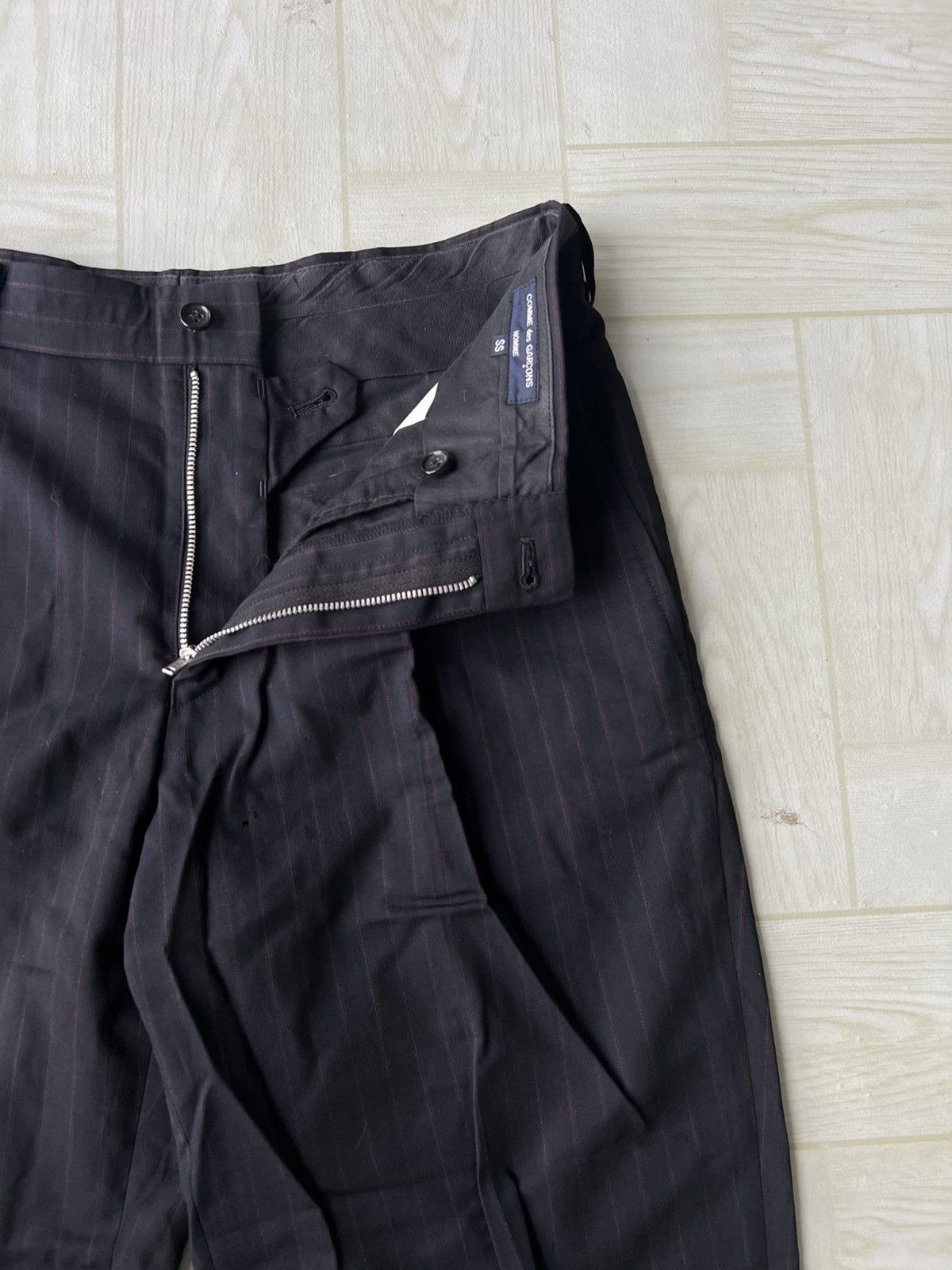 Junya Watanabe FW06 Comme des Garcons Homme Black Striped Gabardine Pants Size US 31 - 4 Thumbnail
