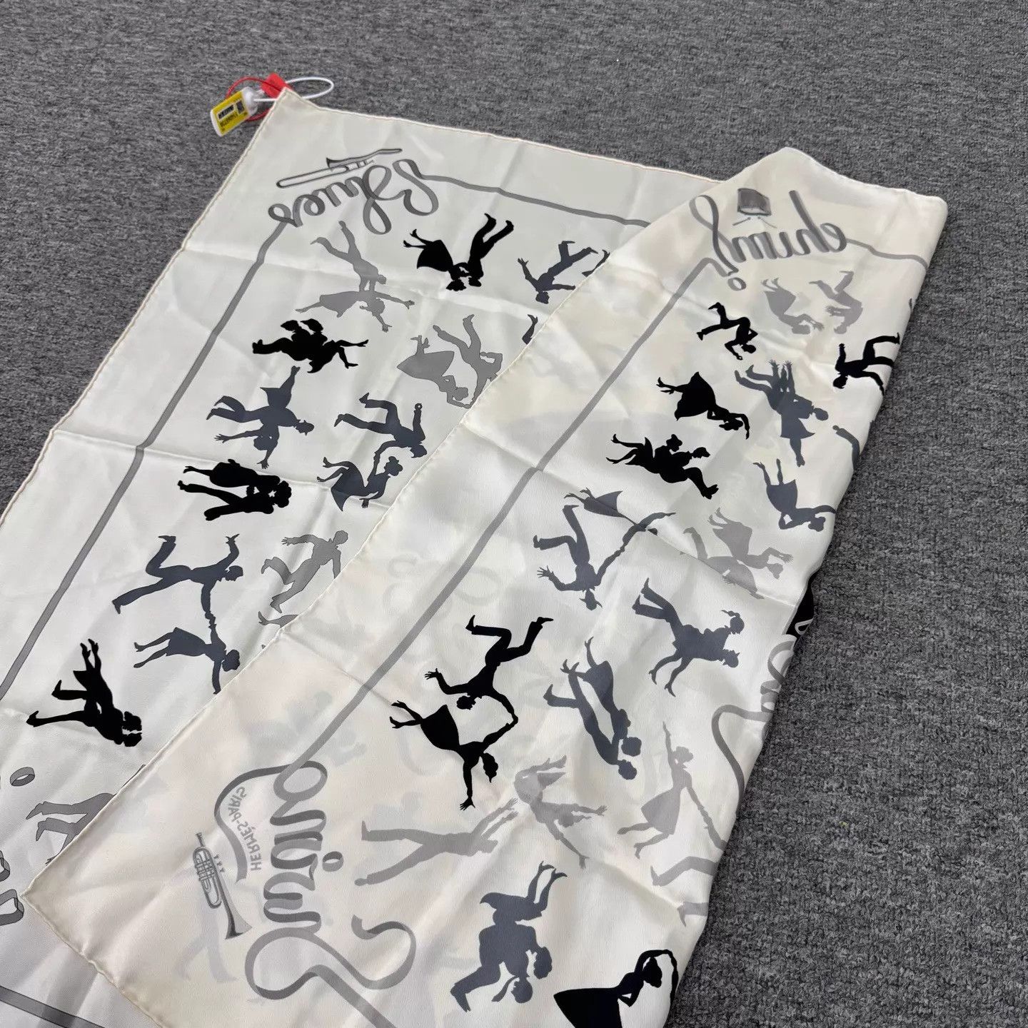 Hermes HERMES Jazz & Swing Dance Scarf Gray White 90x90cm Size ONE SIZE - 3 Thumbnail