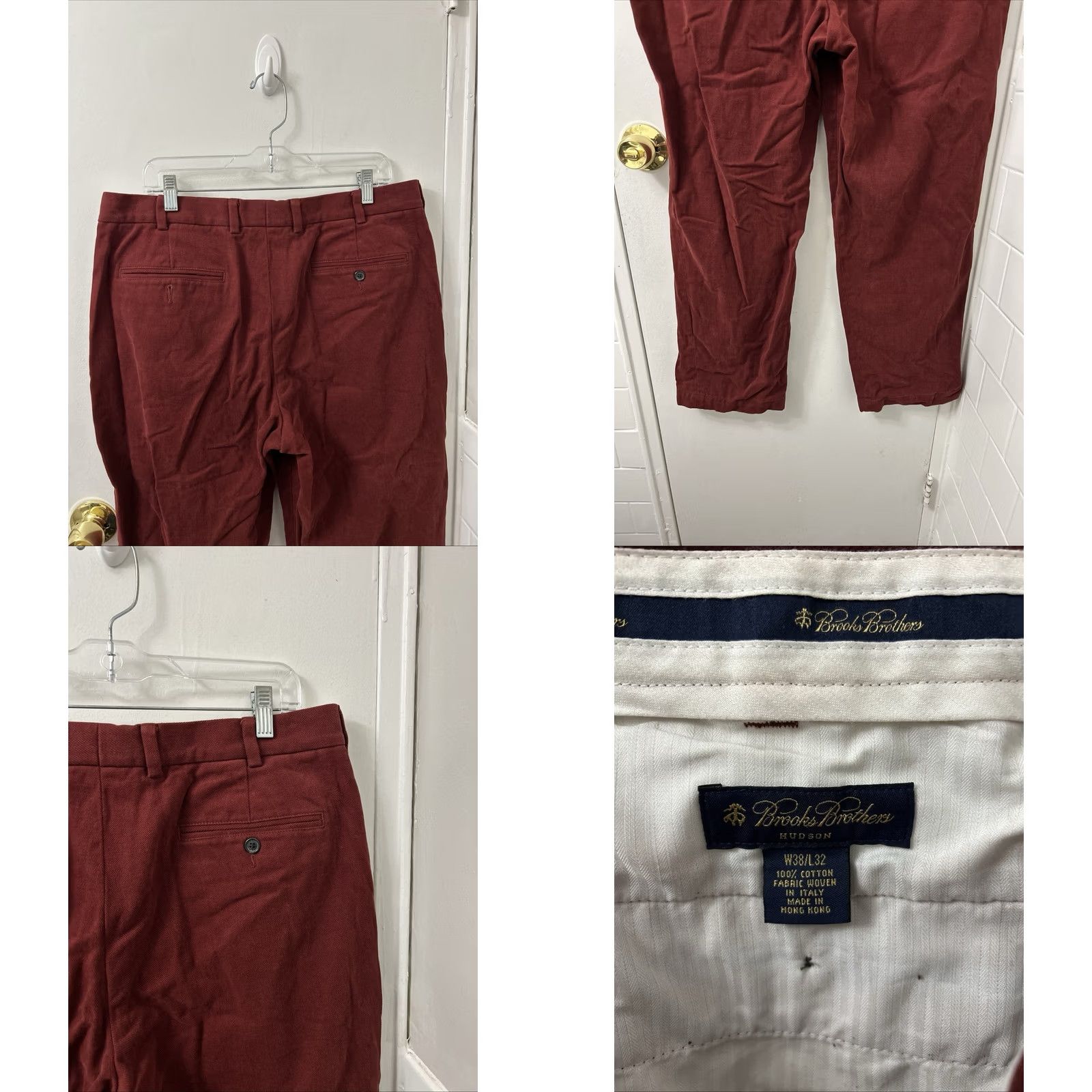 Brooks Brothers Brooks Brothers Hudson Pants Mens 38x32 Red Straight Leg Trousers Dress Pants Casual Business Cotton Blend Zipper Button 5-Pocket Size US 38 / EU 54 - 8 Thumbnail