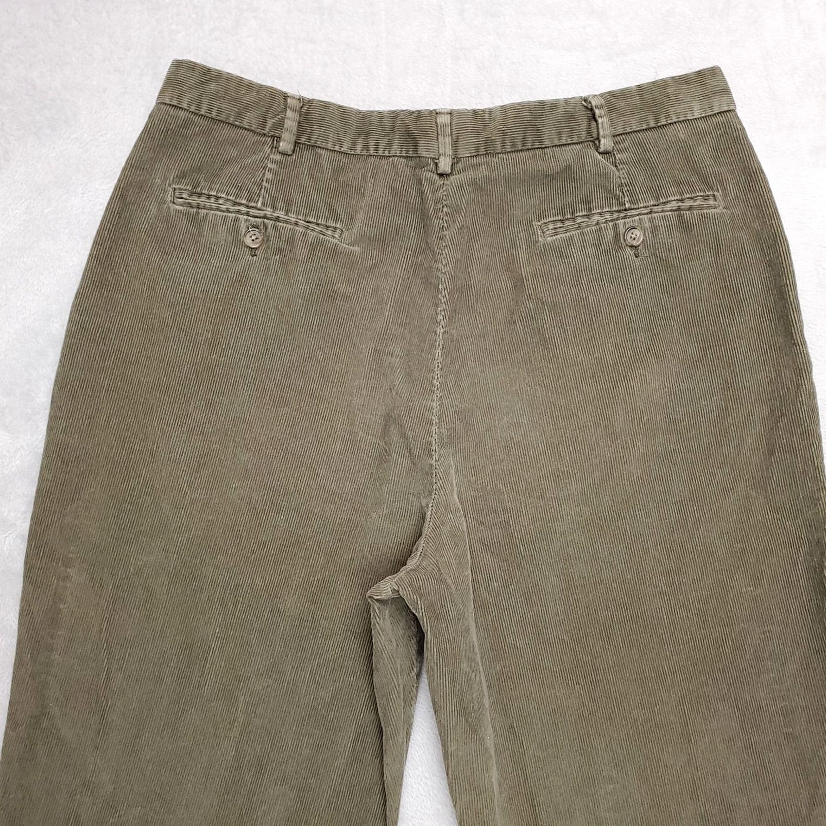 Lands' End Lands' End Pants Womens 35x30 Green Corduroy Pleated Tapered 70s Retro Casual Chino Straight Front Vintage Girls Womens Size 24" / US 00 / IT 34 - 7 Thumbnail