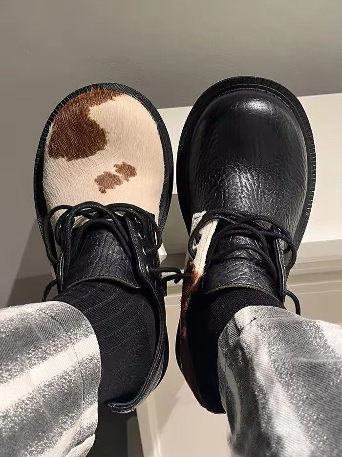 Other Streetwear Design High Street Cow Print Casual Leather Boots Size US 10.5 / EU 43-44 - 9 Thumbnail