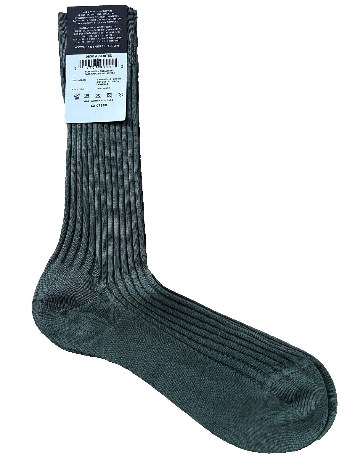 Pantherella Pantherella Cotton Blend Rib Socks Army Green ( M ) Size ONE SIZE - 2 Thumbnail