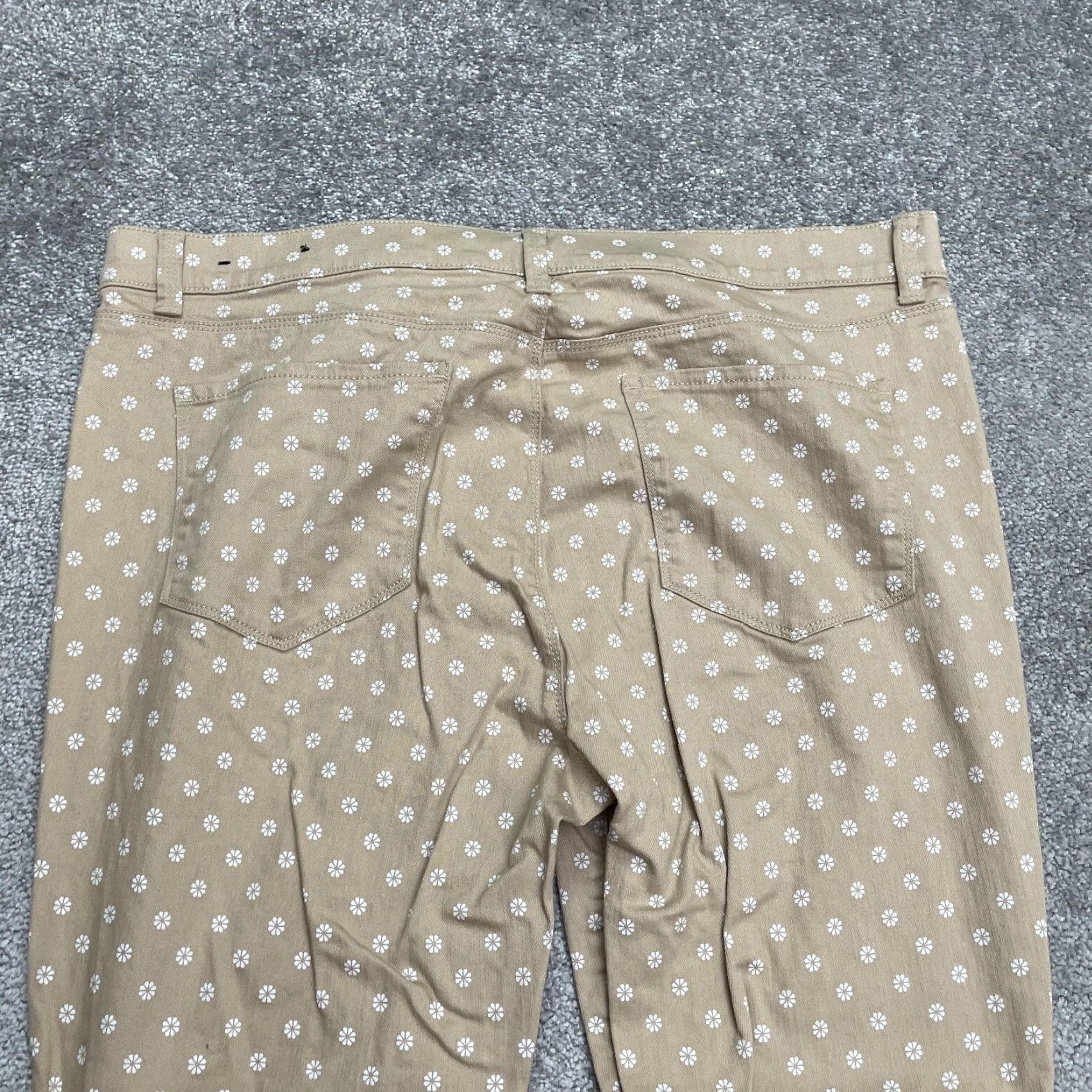 Ann Taylor Ann Taylor Jeans Womens 16 Beige Floral Daisy Crop Denim Stretch Modern 29x27 Size 39" - 4 Thumbnail