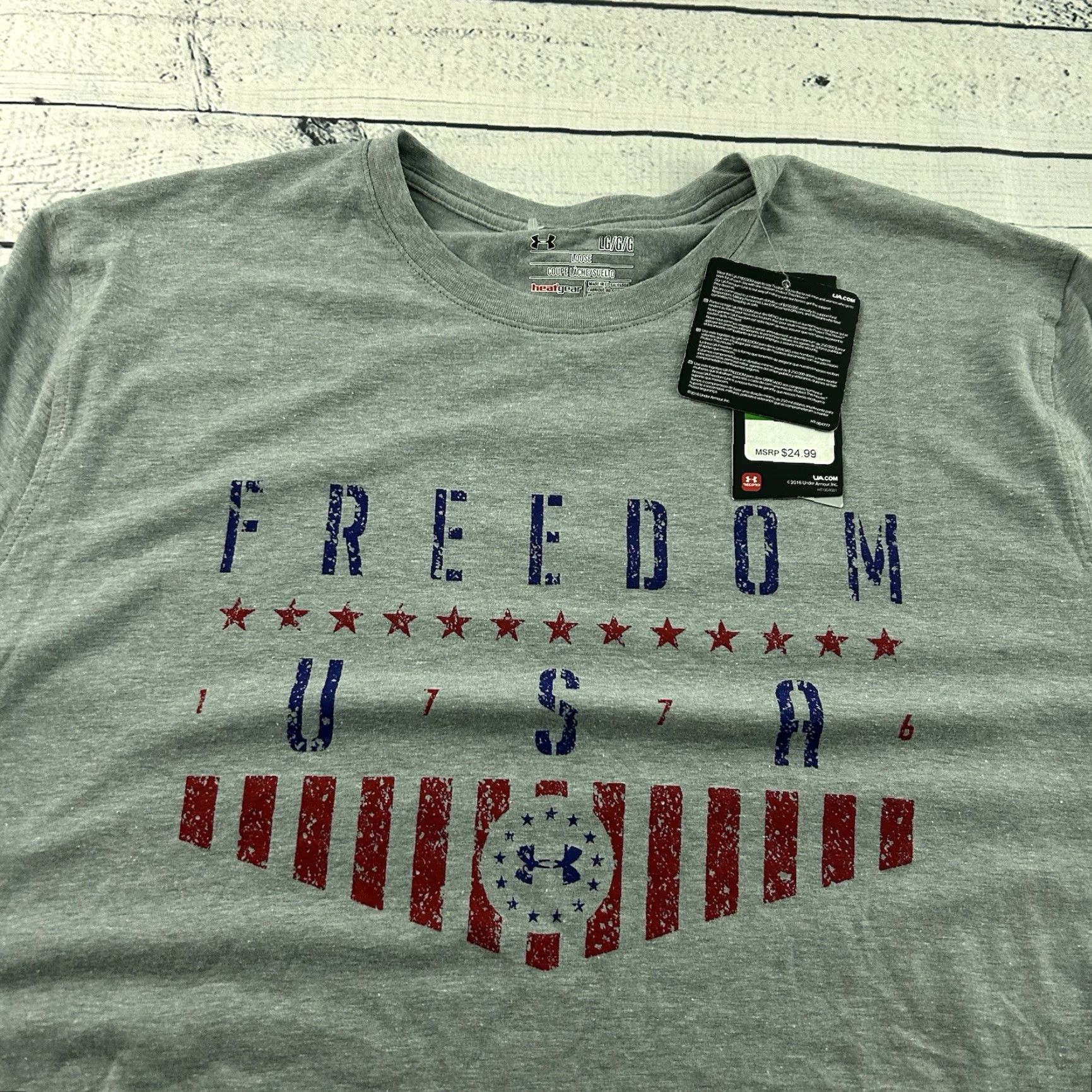 Under Armour NEW Under Armour HeatGear Freedom USA Short Sleeve T Shirt Mens Large Gray Size US L / EU 52-54 / 3 - 2 Thumbnail