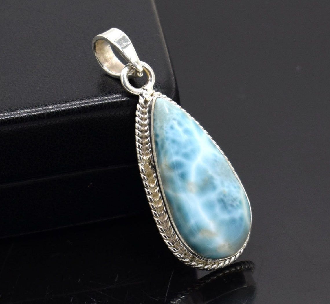 Handmade Natural Blue Larimar Gemstone Pendant, 925 Size ONE SIZE - 1 Thumbnail