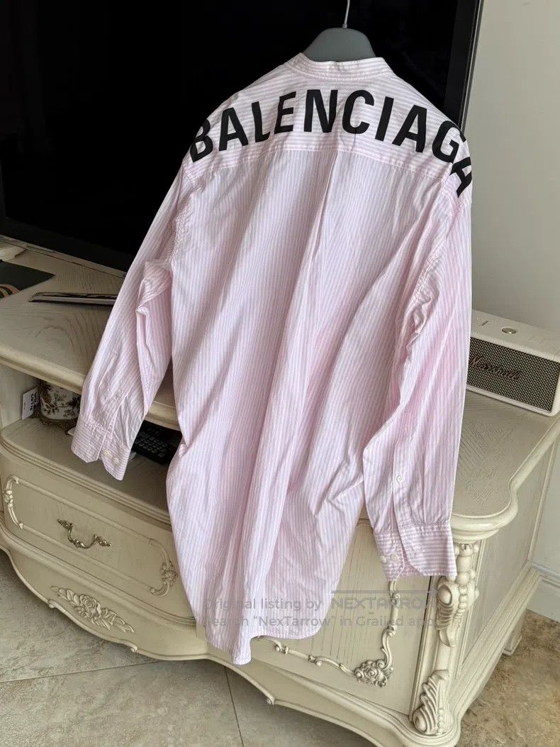 Balenciaga Balenciaga Pink back logo striped shirt Size 4XL / US 24-26 - 4 Thumbnail