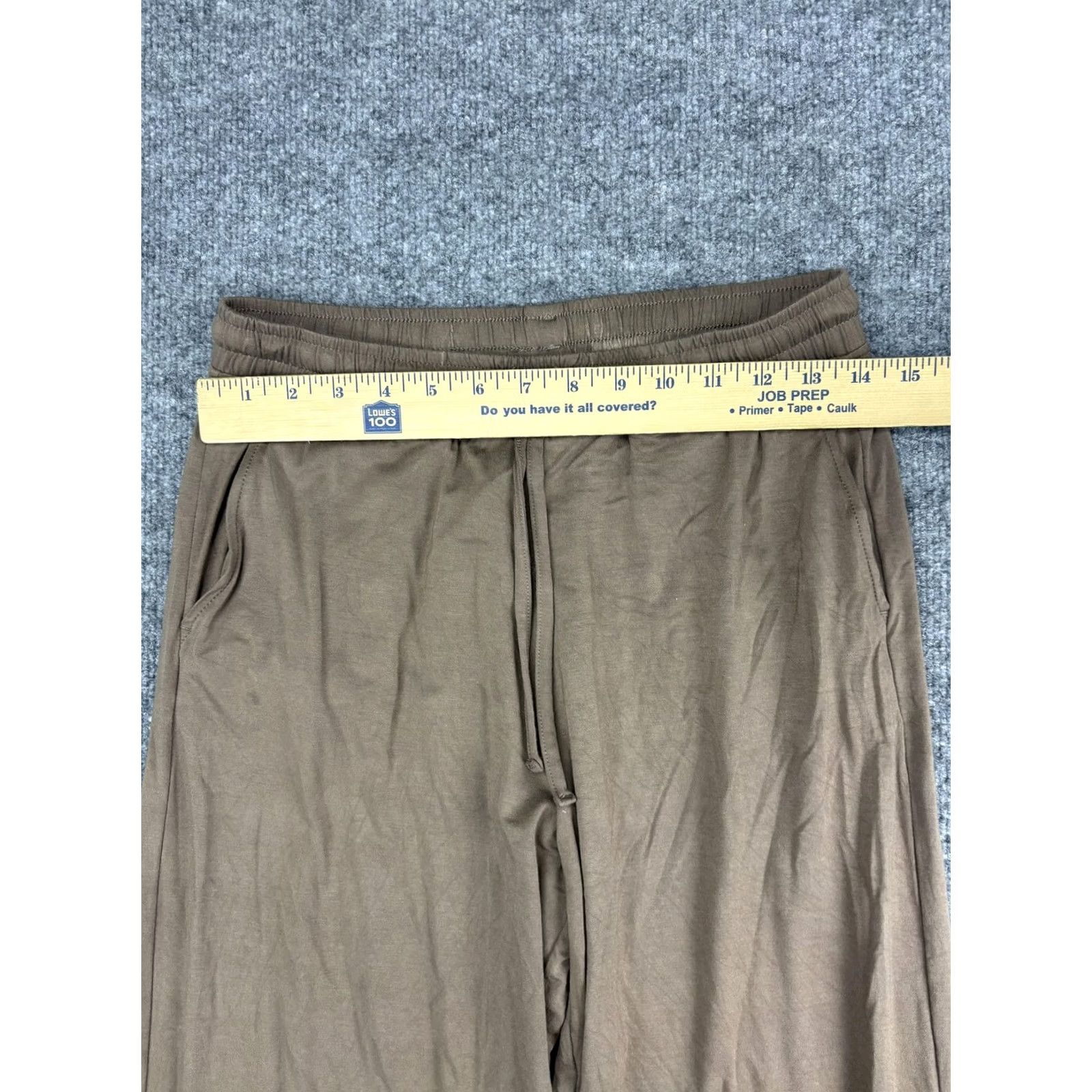 Vintage ODODOS Pants Womens Small Brown Wide-Leg Lounge Stretch Drawstring Pockets Soft Size 28" / US 6 / IT 42 - 2 Thumbnail