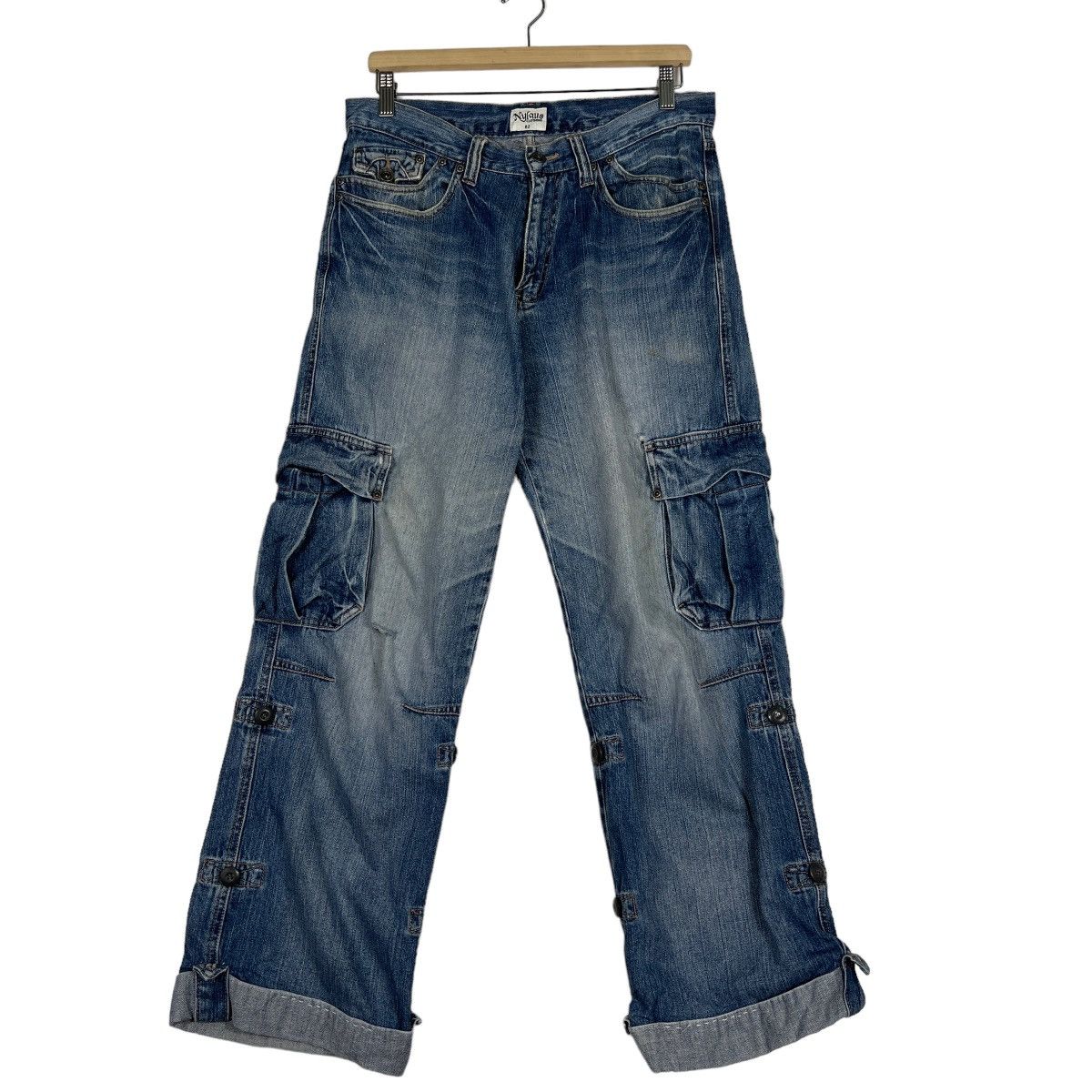 Beauty Beast 🔥 PICK NYLAUS CARGO DENIM JEANS Size US 33 - 2 Thumbnail