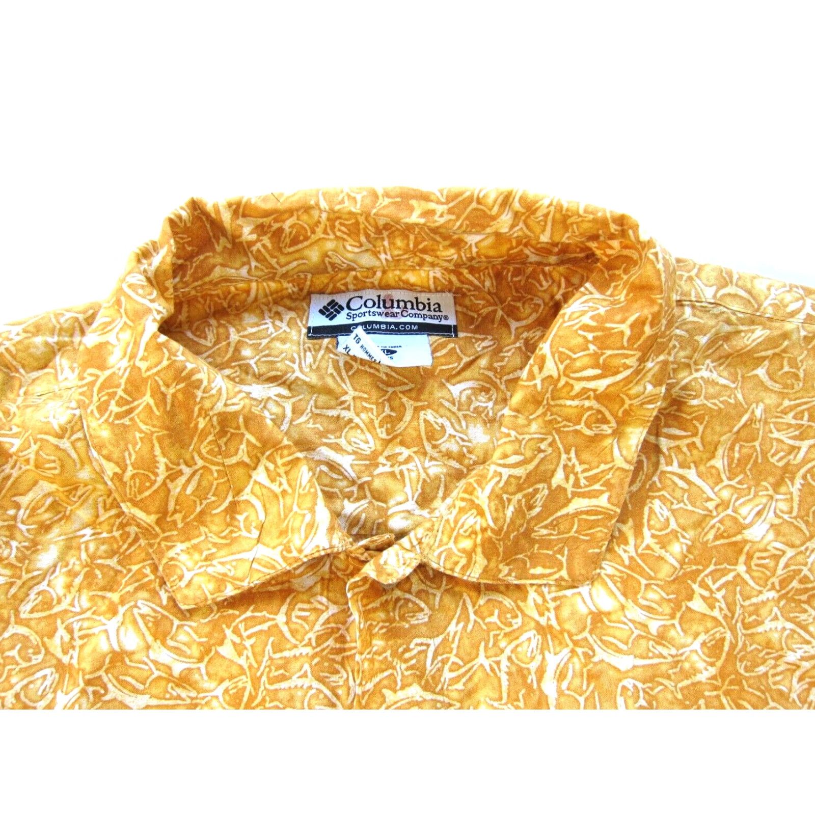 Vintage Columbia Hawaiian Button-Up Shirt Men XL Yellow 100% Cotton Short Sleeve Fish Pattern Hawaiian Shirt Men XL Size US XL / EU 56 / 4 - 5 Thumbnail
