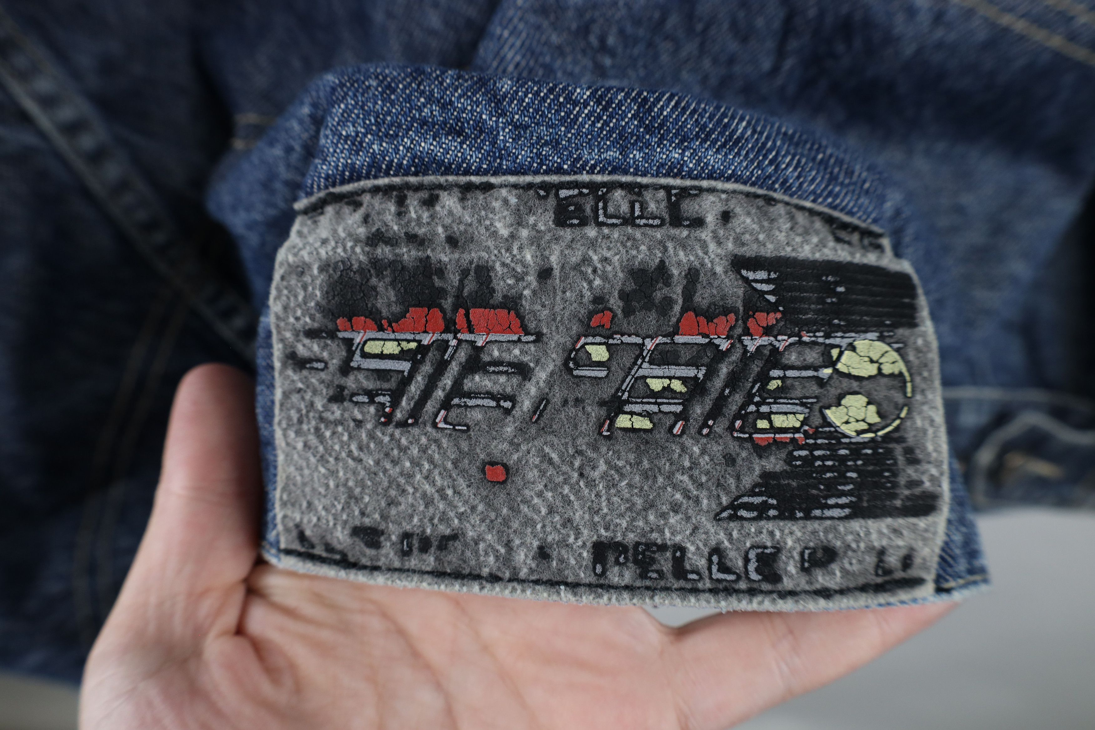 Pelle Pelle × Vintage Vintage Pelle Pelle Spell Out Denim Jean Trucker Jacket Size US XXL / EU 58 / 5 - 11 Thumbnail