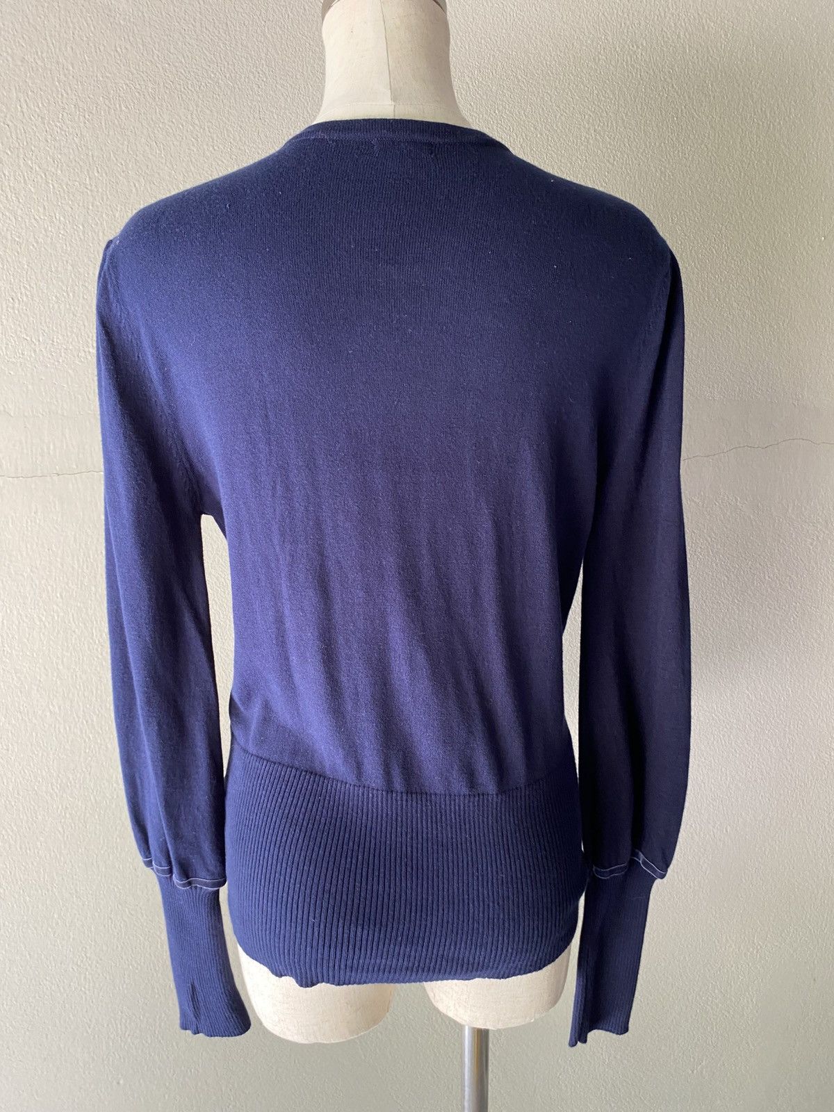 Kenzo KENZO Blue V-Neck Cardigan with Embroidered Trim. Size ONE SIZE - 24 Thumbnail