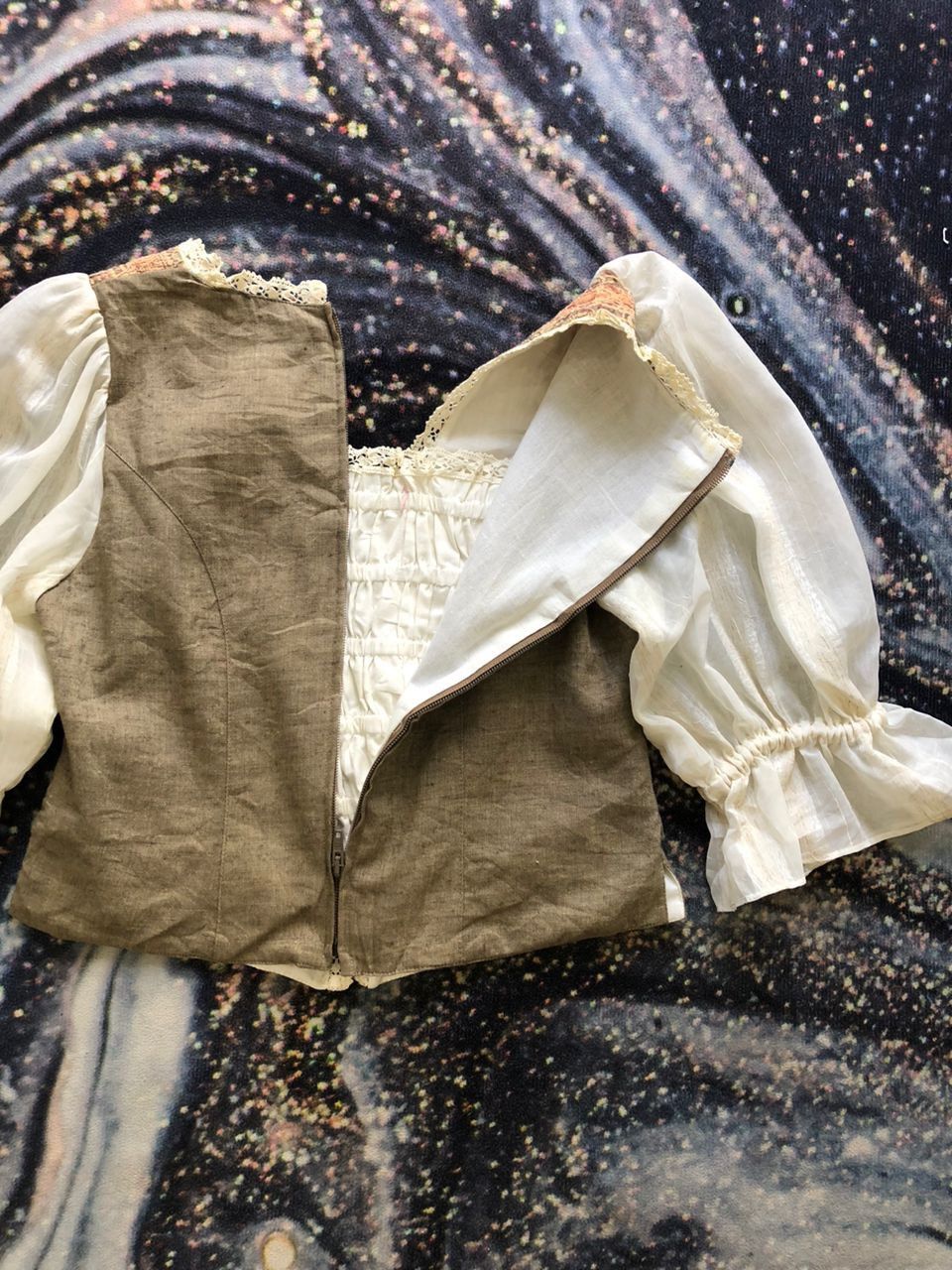 Vintage Vintage linen folk top dirndl corset Size M / US 6-8 / IT 42-44 - 5 Thumbnail