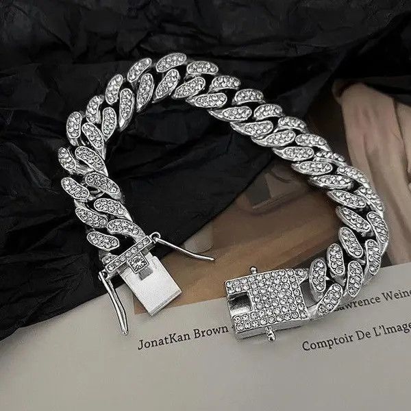 Designer × Jewelry Titanium Steel CZ Link Chain Bracelet for Men Women Size ONE SIZE - 3 Thumbnail