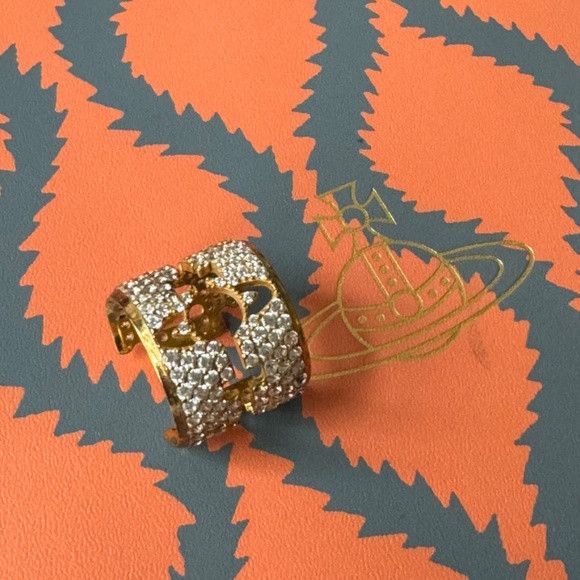 Vivienne Westwood Sterling 925 Silver Swarovski Crystal Bendable Unisex Ring Size ONE SIZE - 7 Thumbnail