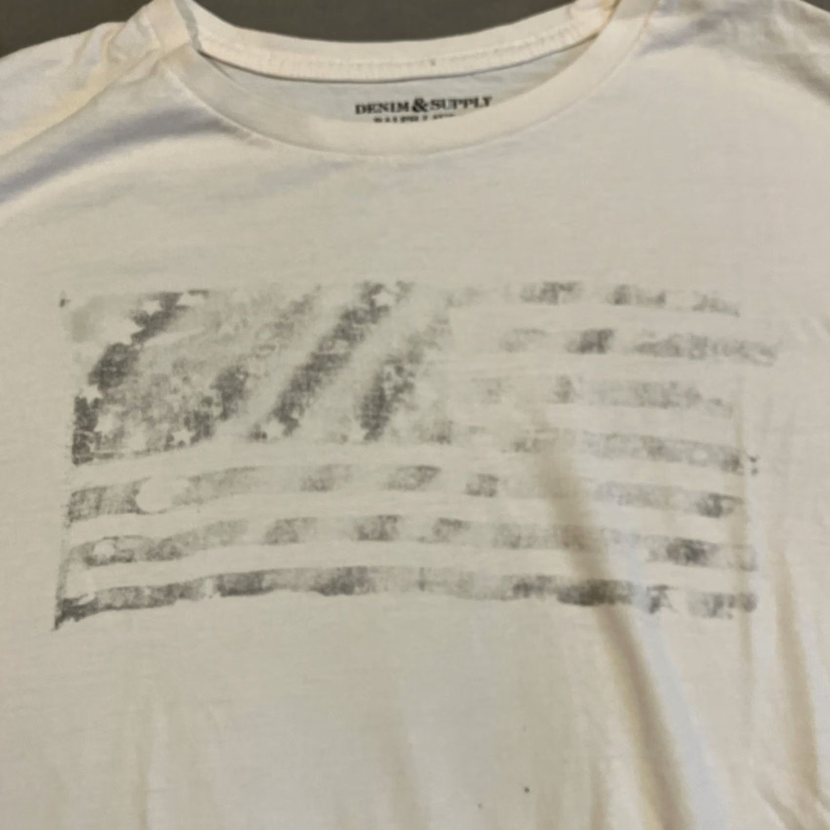 Ralph Lauren VINTAGE Denim & Supply Ralph Lauren T Shirt XL Ivory Cotton Short Sleeve Crew Neck Muted American Flag Graphic Print Men Mens Size US XL / EU 56 / 4 - 2 Thumbnail