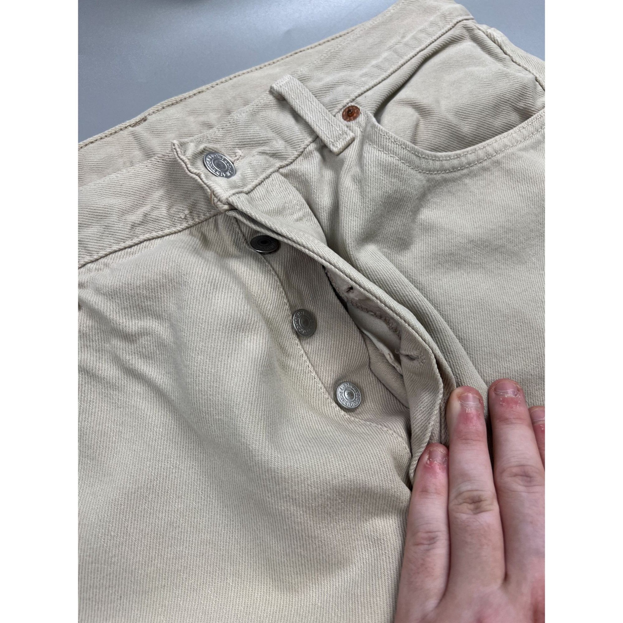 Levi's Levi’s 501 Made In USA Beige Denim Jeans Pants (Y0894) Size US 36 / EU 52 - 10 Thumbnail