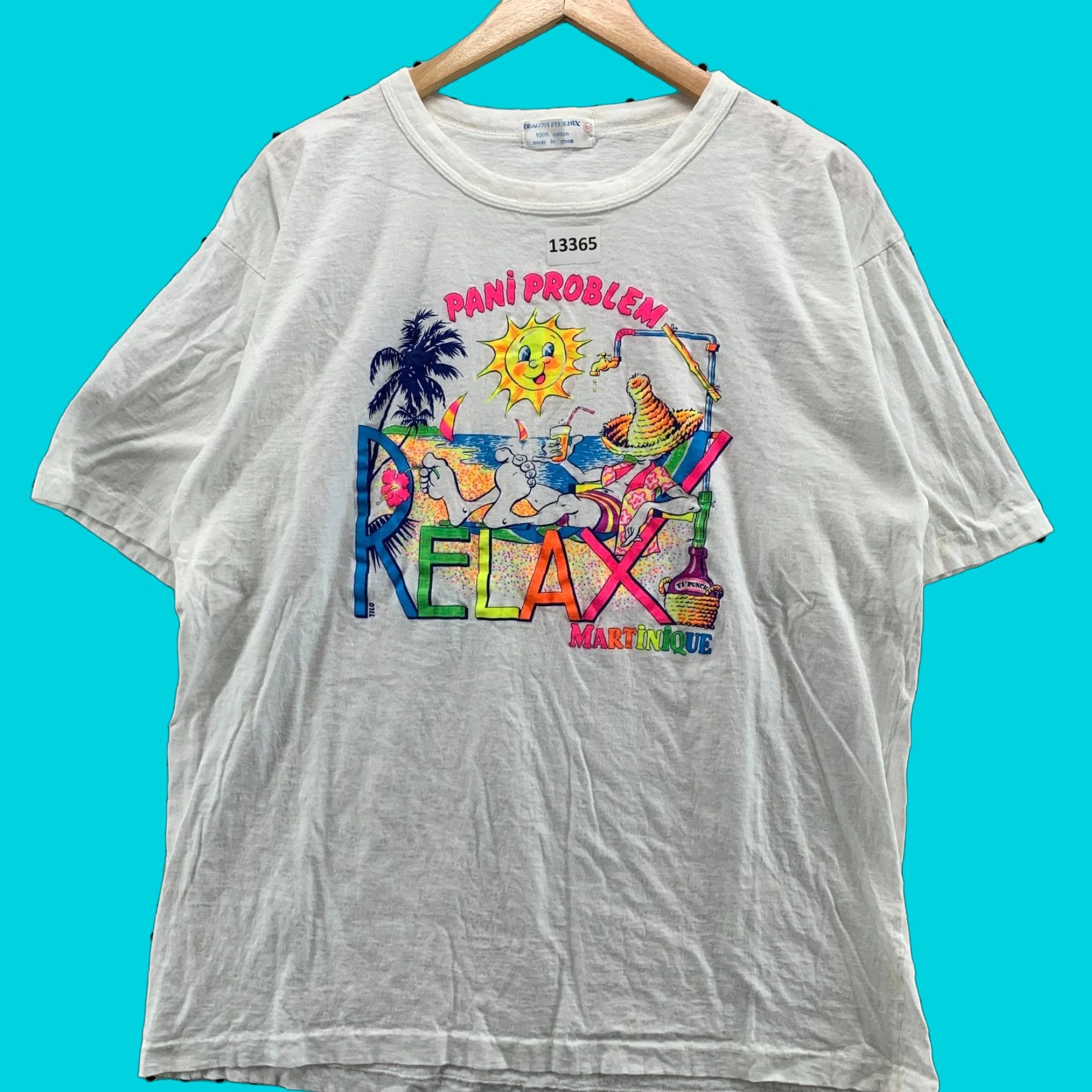 Vintage VINTAGE Dragon Phoenix T-Shirt White Short Sleeve XL Relaxed Unisex Adults 80s 90s Pani Problem Relax Martinique Shirt Mens Size US 33 - 1 Thumbnail