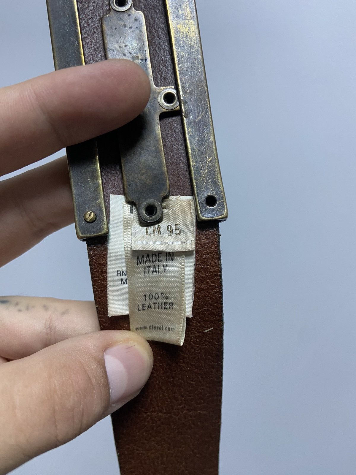 Diesel × Vintage Diesel Belt Vintage 100% Leather Avant Garde Y2K Style Logo Size ONE SIZE - 4 Thumbnail