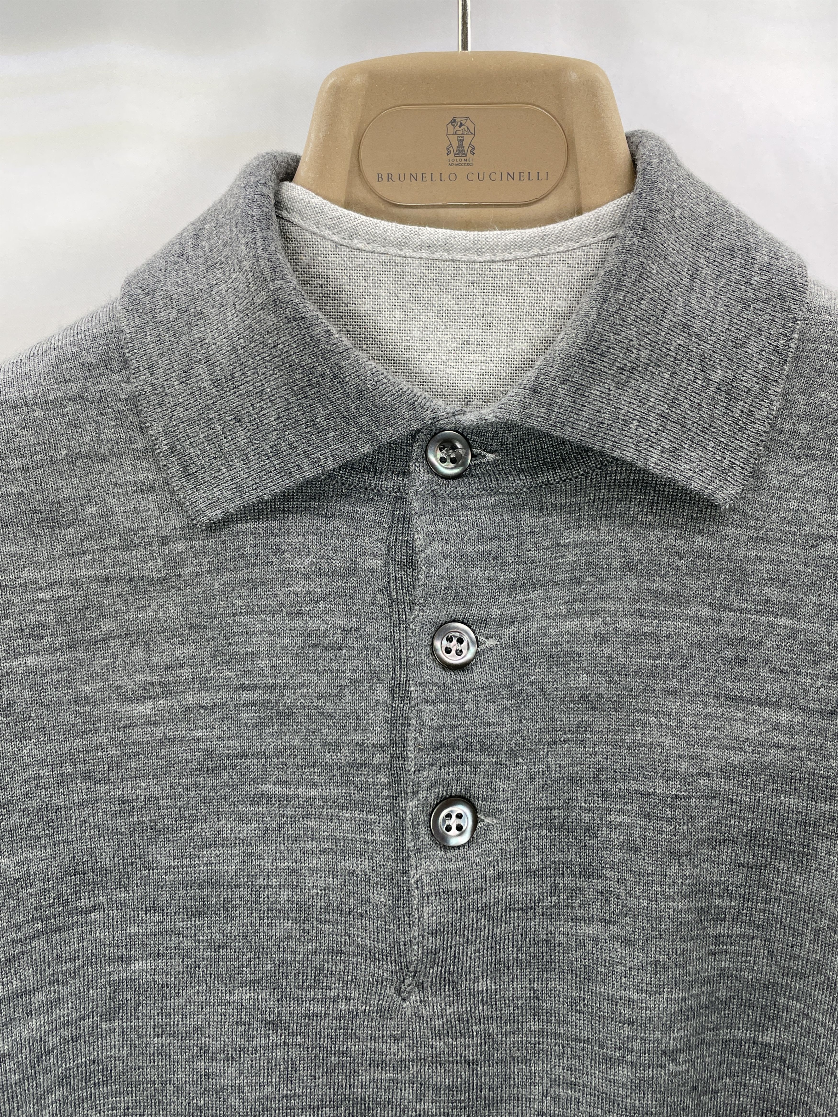 Brunello Cucinelli BRUNELLO CUCINELLI Wool Cashmere Three Button Polo Shirt Size US S / EU 44-46 / 1 - 4 Thumbnail
