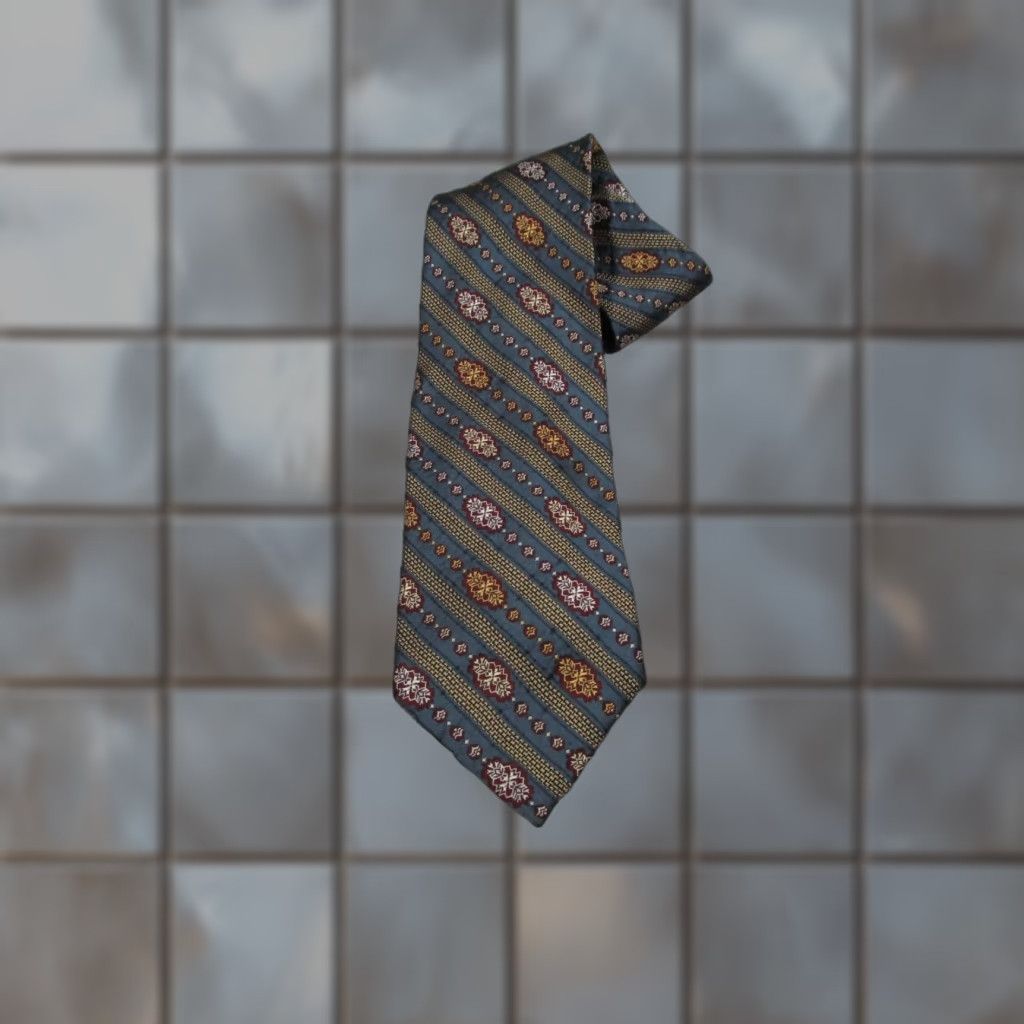 Vintage Barneys New York Neck Tie Mens Silk Blue Abstract Geometric Classic 57"-60" 100% Silk Size ONE SIZE - 1 Thumbnail