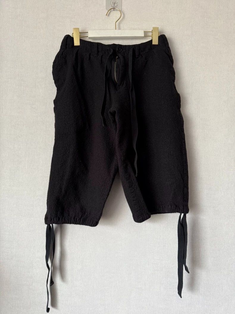Black Drawstring Wool Shorts for Men-dmc